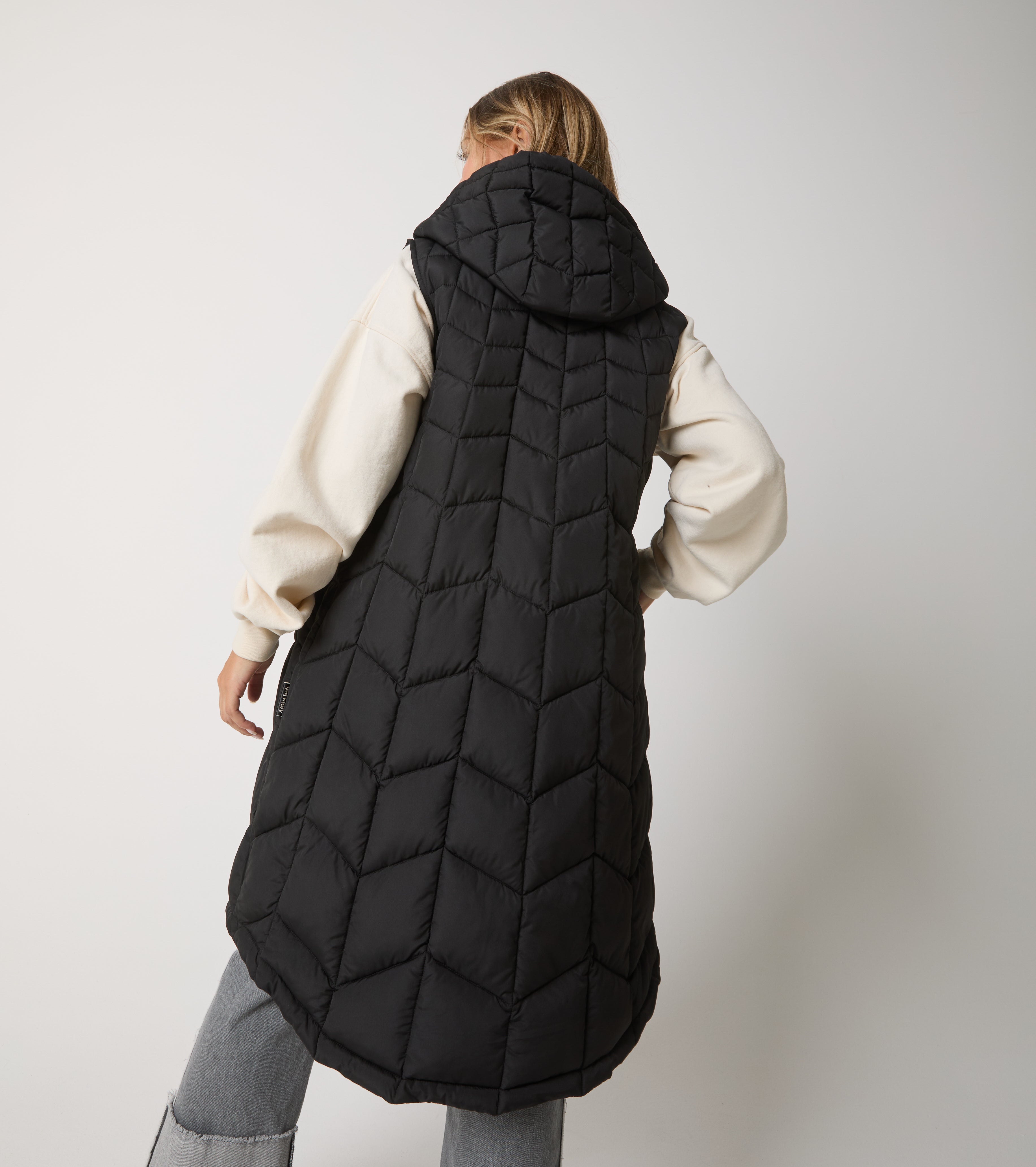 Gilet lungo in nylon trapuntato
