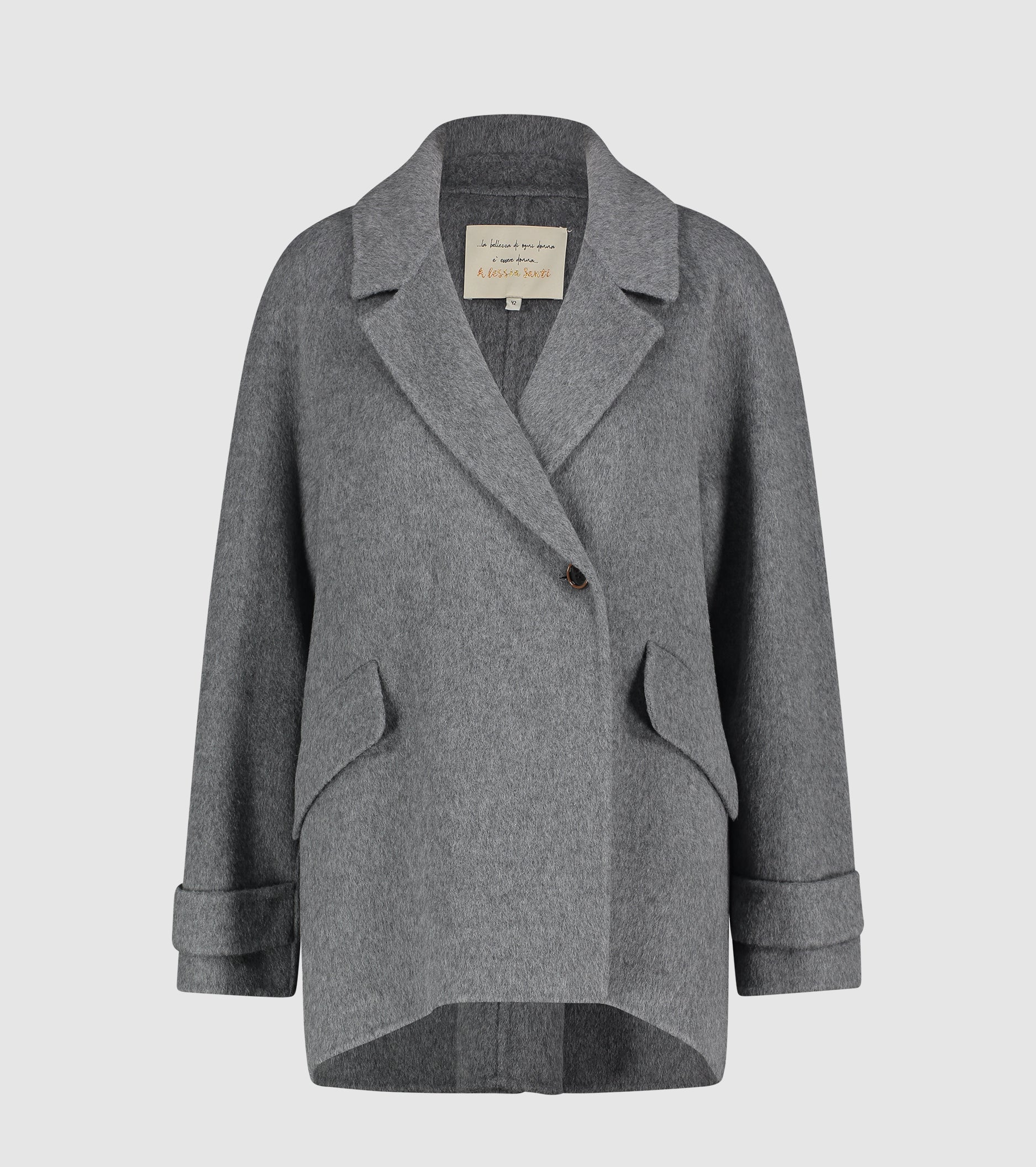 Abrigo cruzado en paño de lana y seda