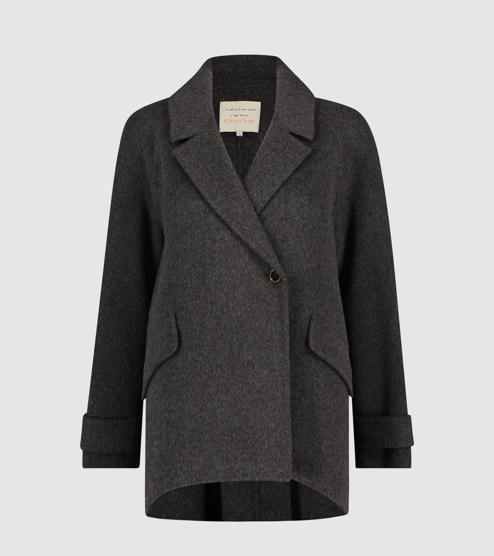 Abrigo cruzado en paño de lana y seda