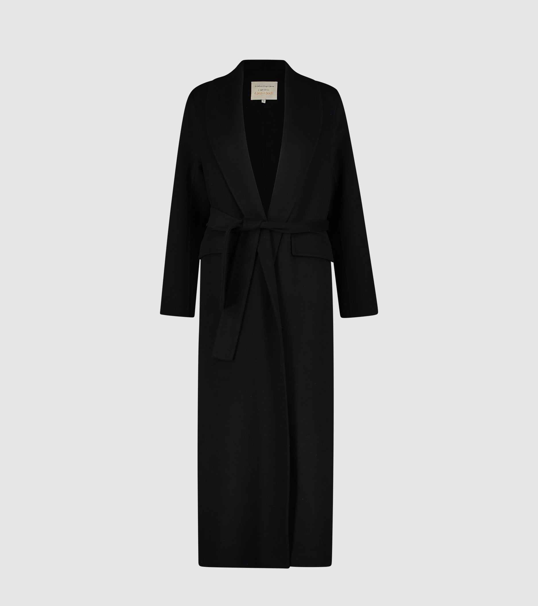Long wool coat with belt