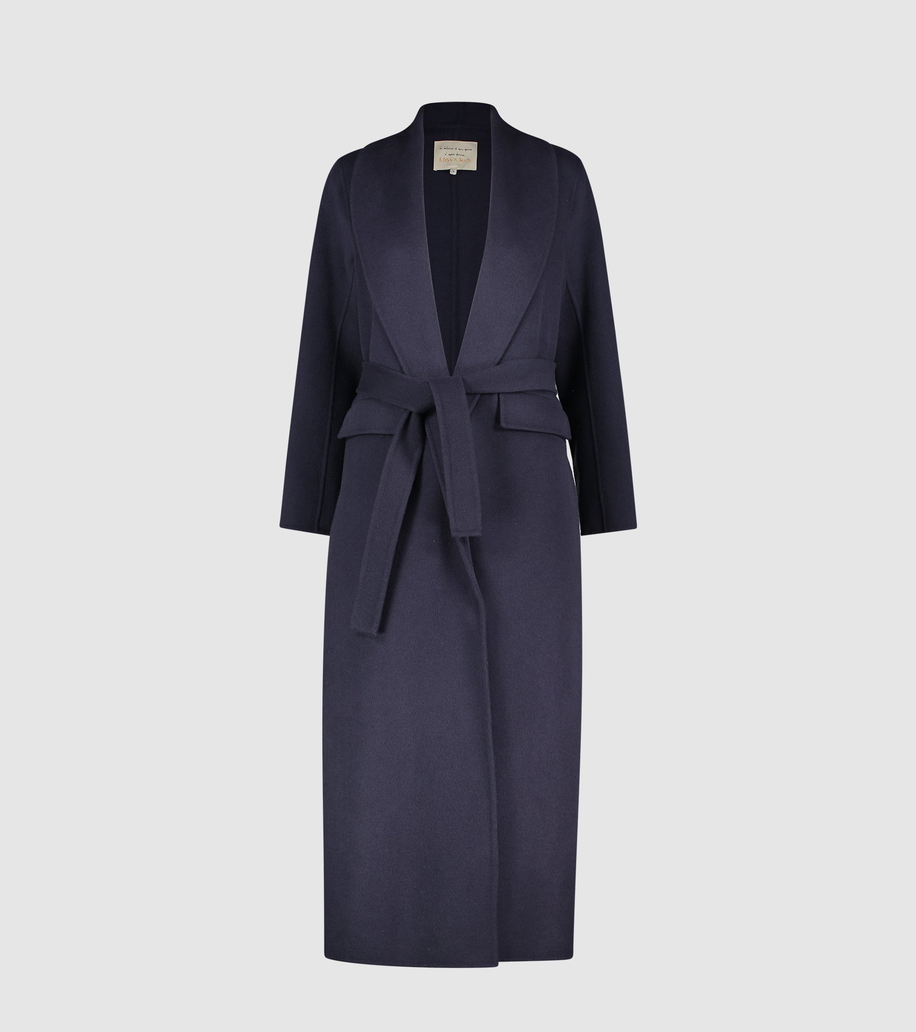 Long wool coat with belt
