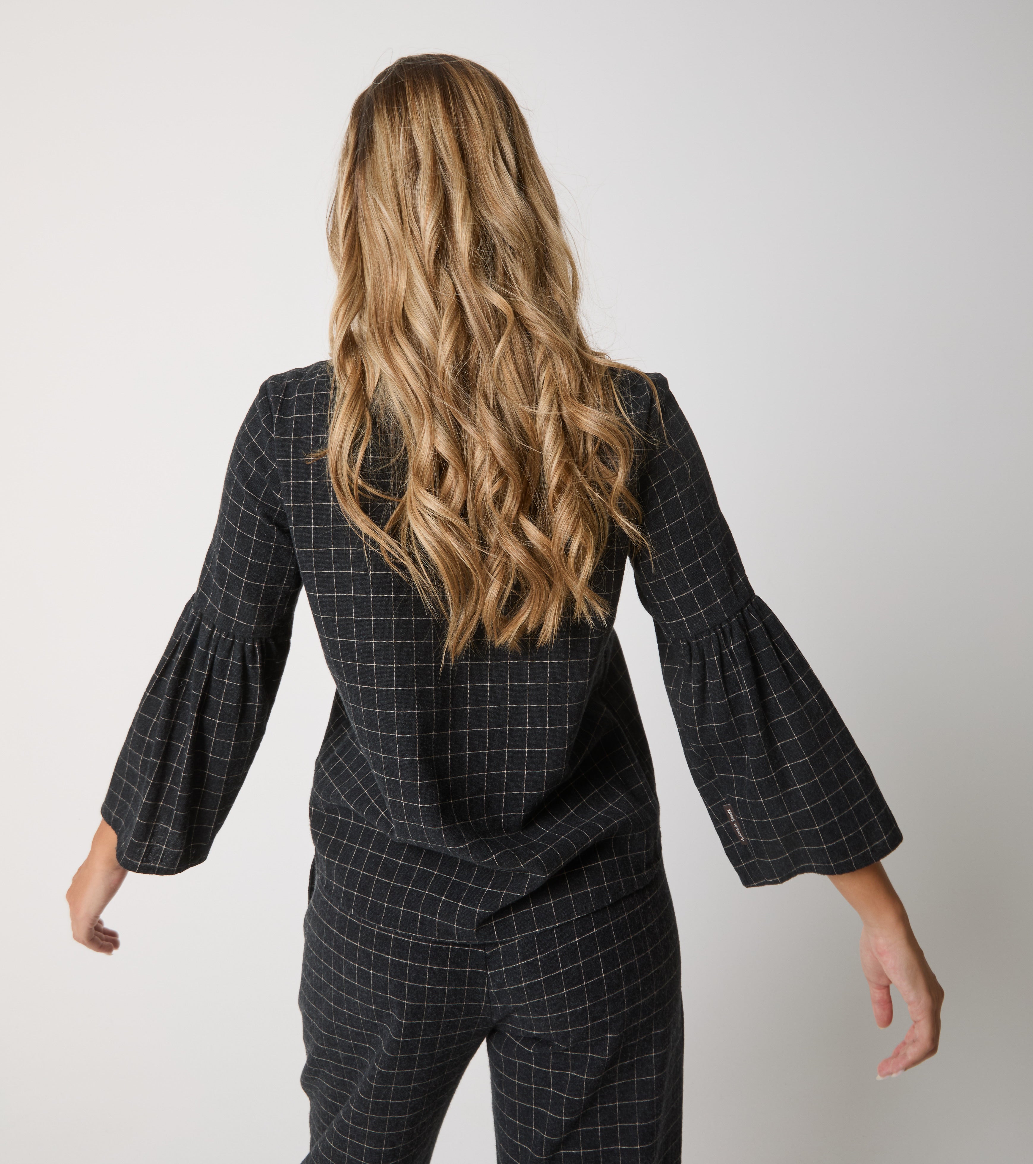 Blusa in cotone jacquard con bottoni