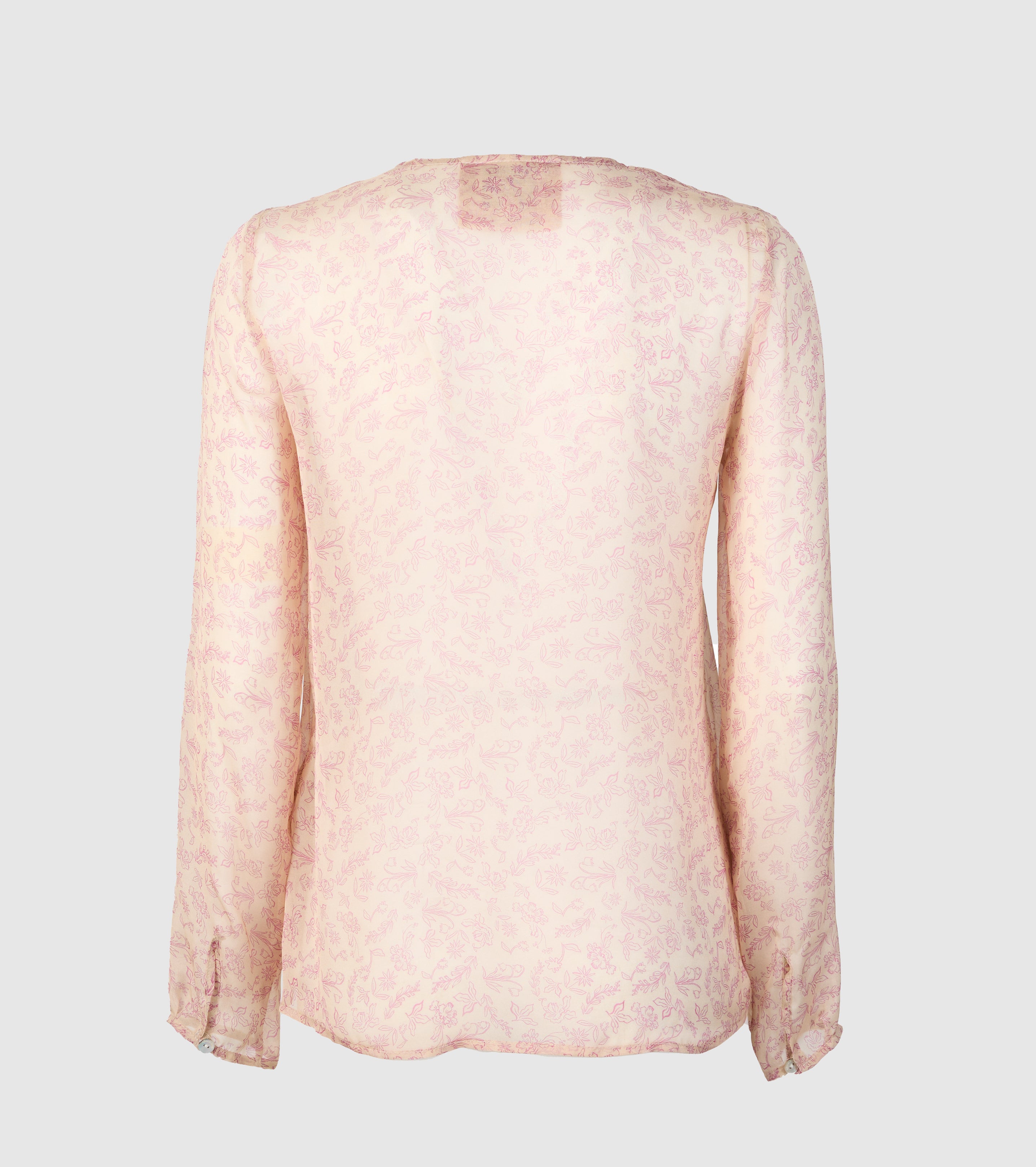 Blusa in seta stampata con rouches