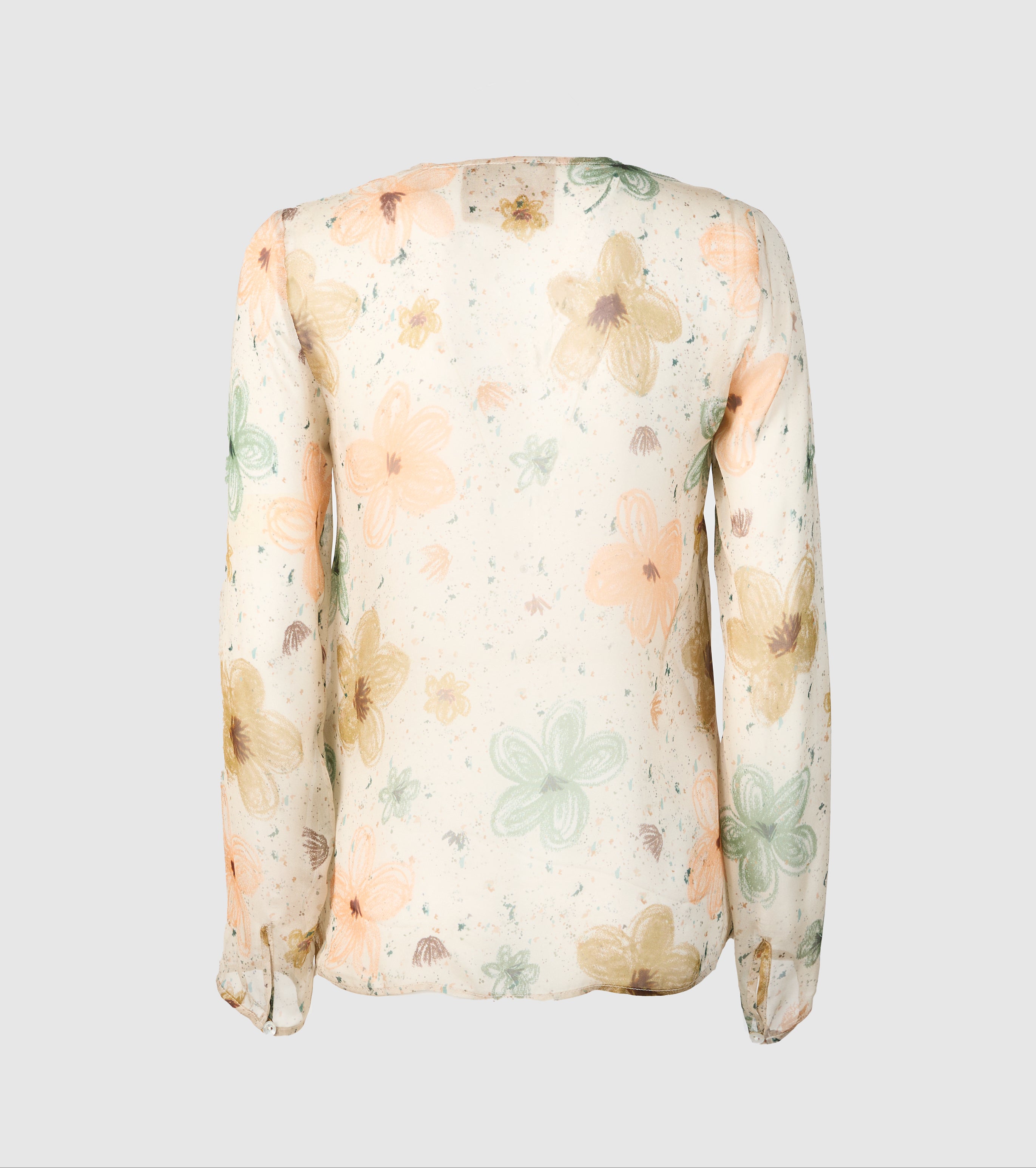 Blusa in seta stampata con rouches