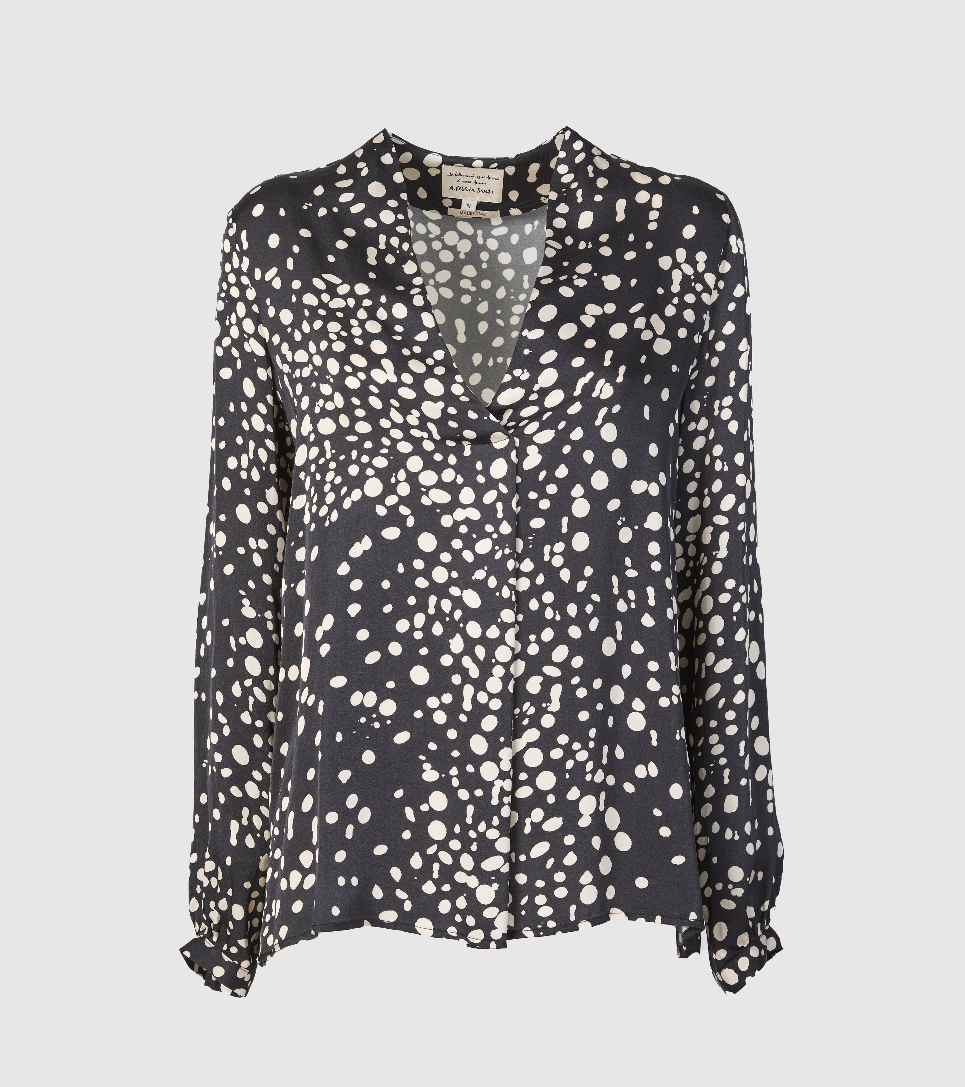 Trykt bluse med V-hals