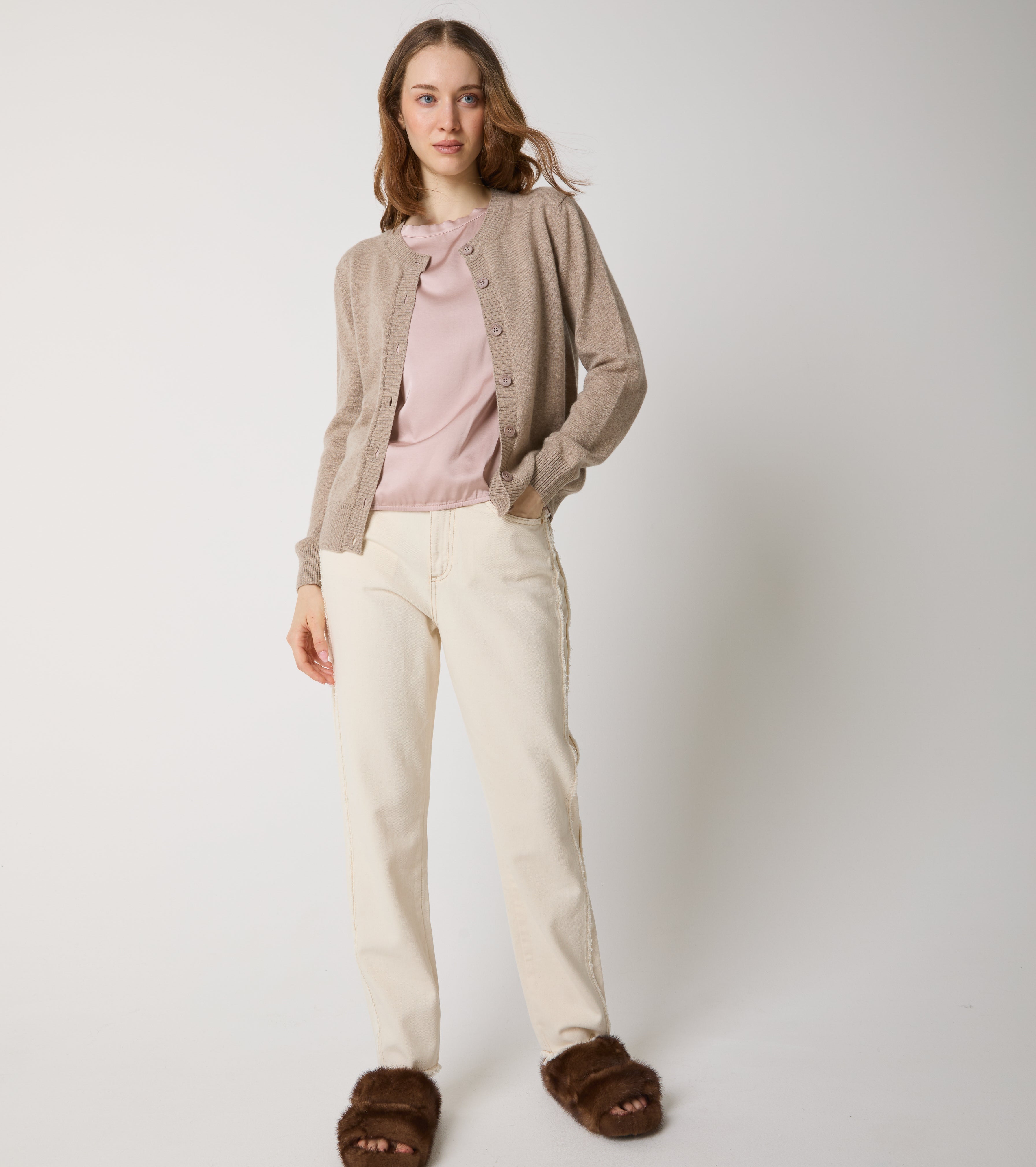 Cárdigan de cuello redondo de cachemira