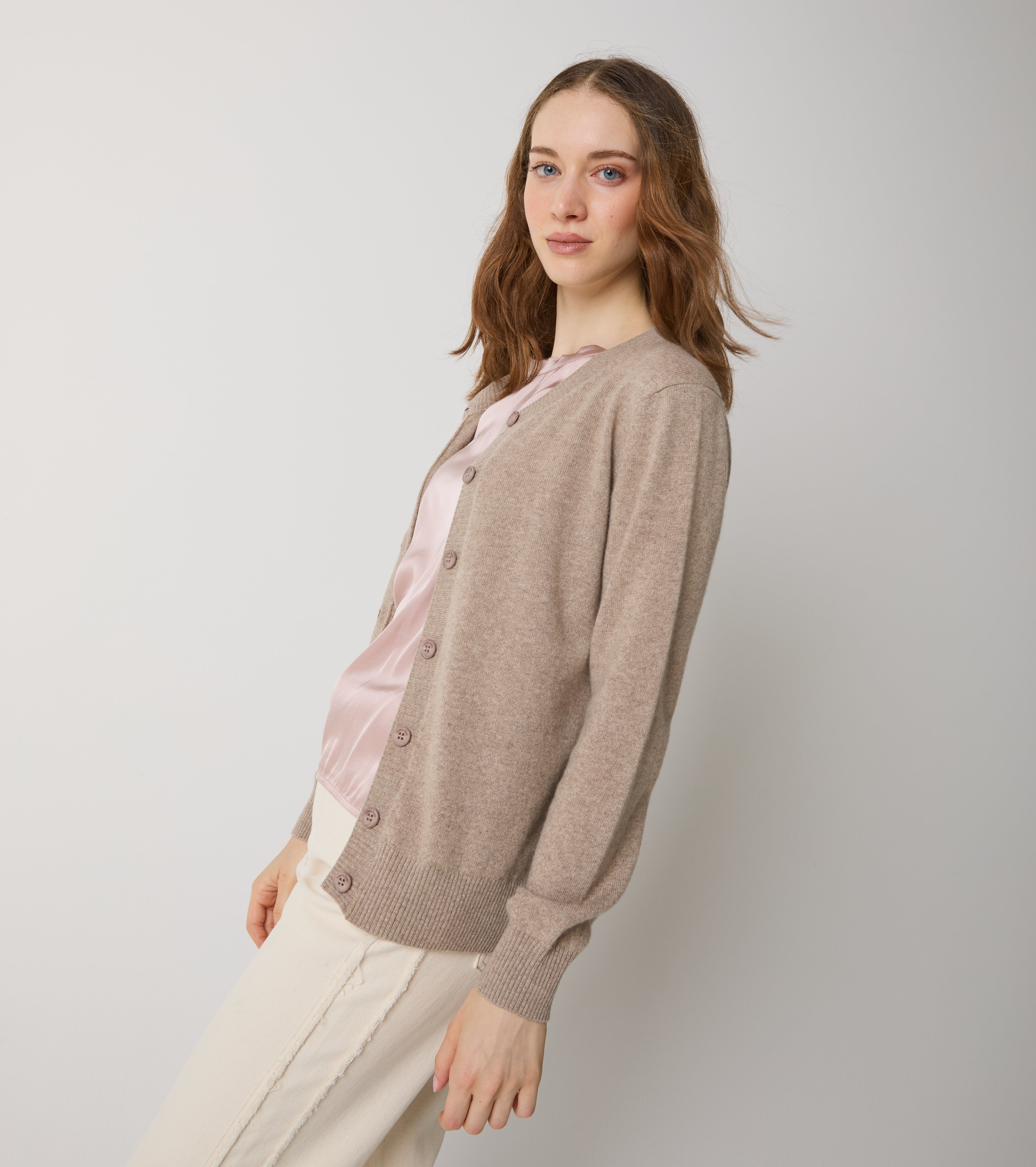 Cárdigan de cuello redondo de cachemira