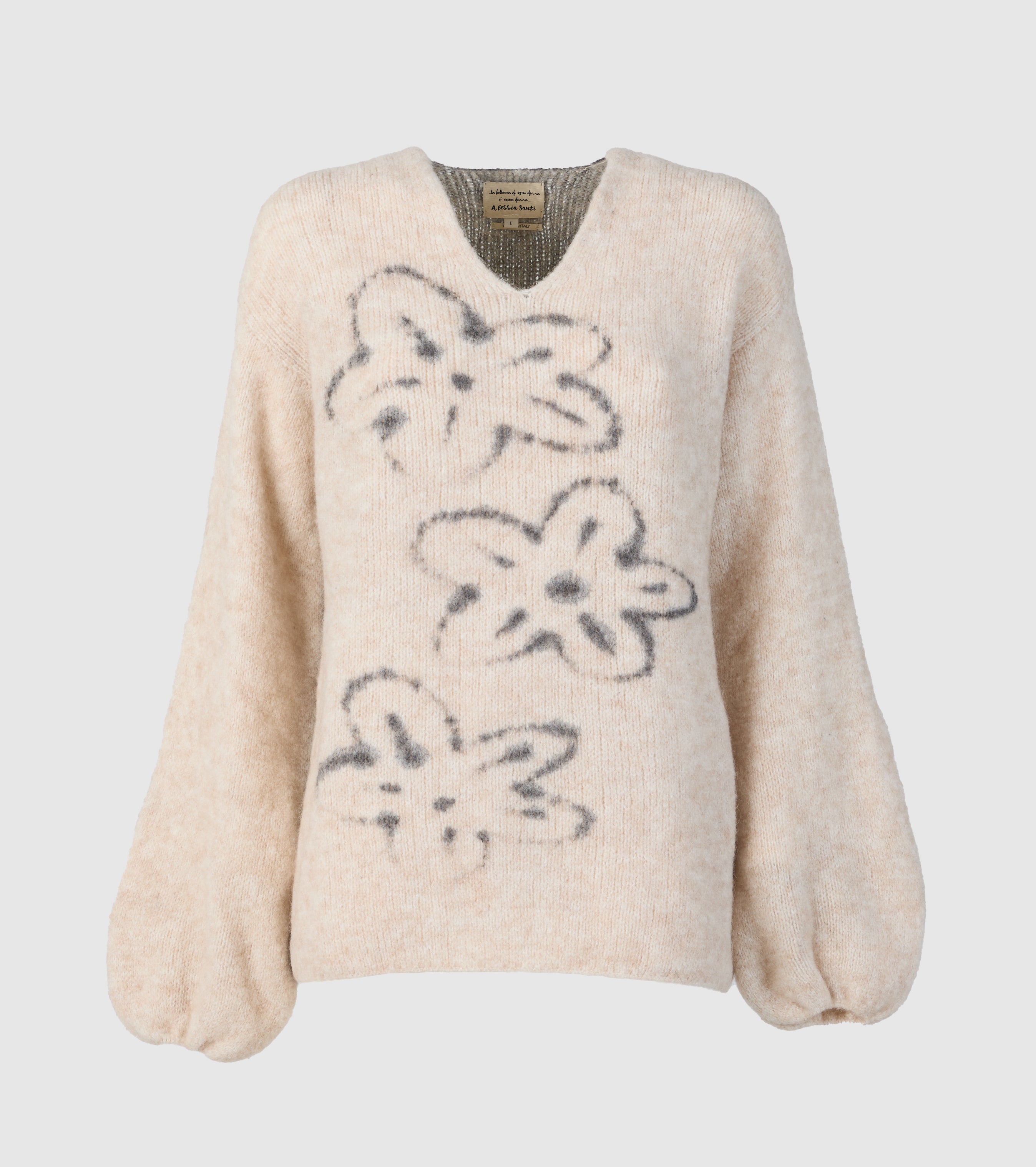Maglia in lana e alpaca con fiori
