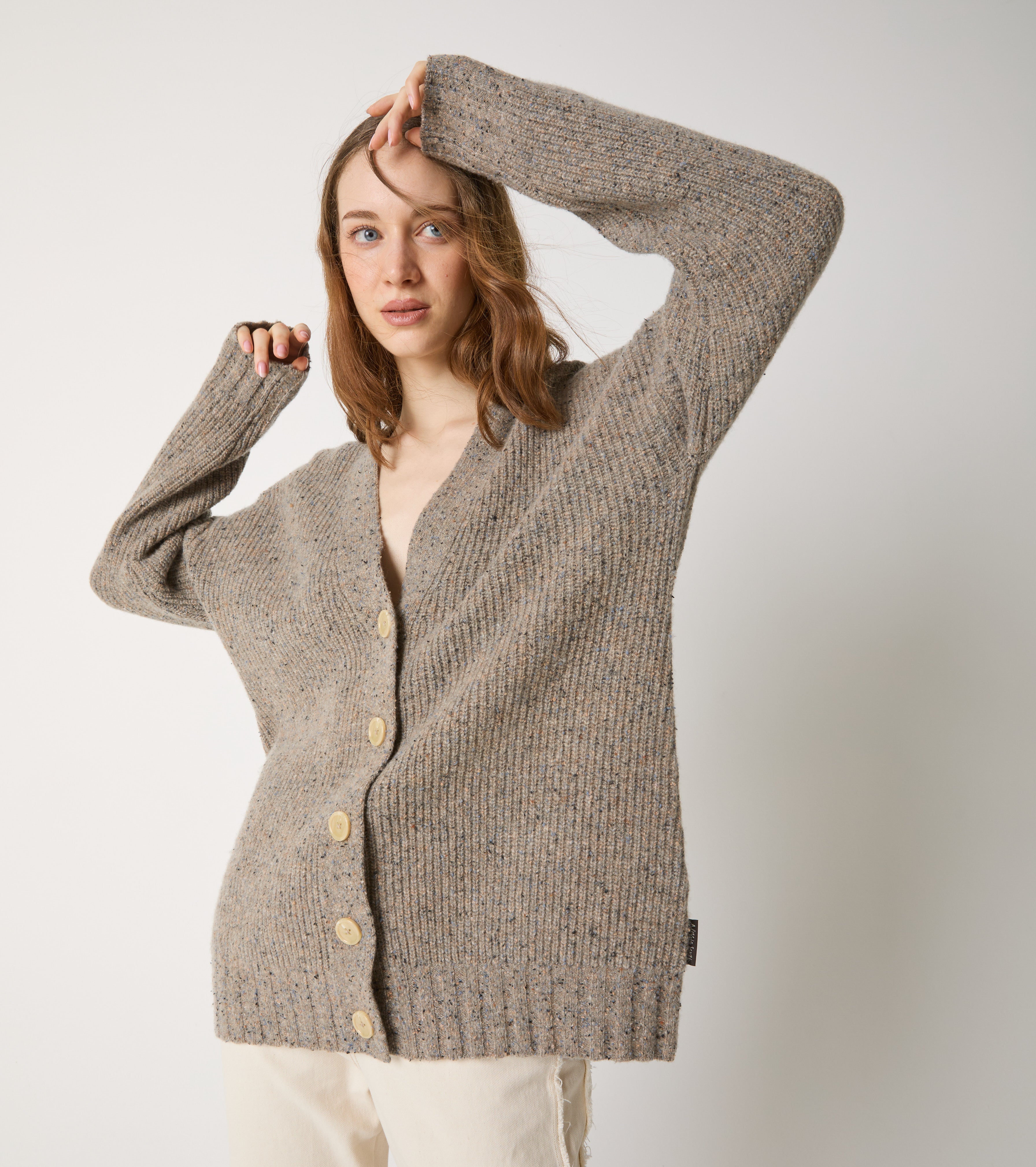 V-neck wool cardigan