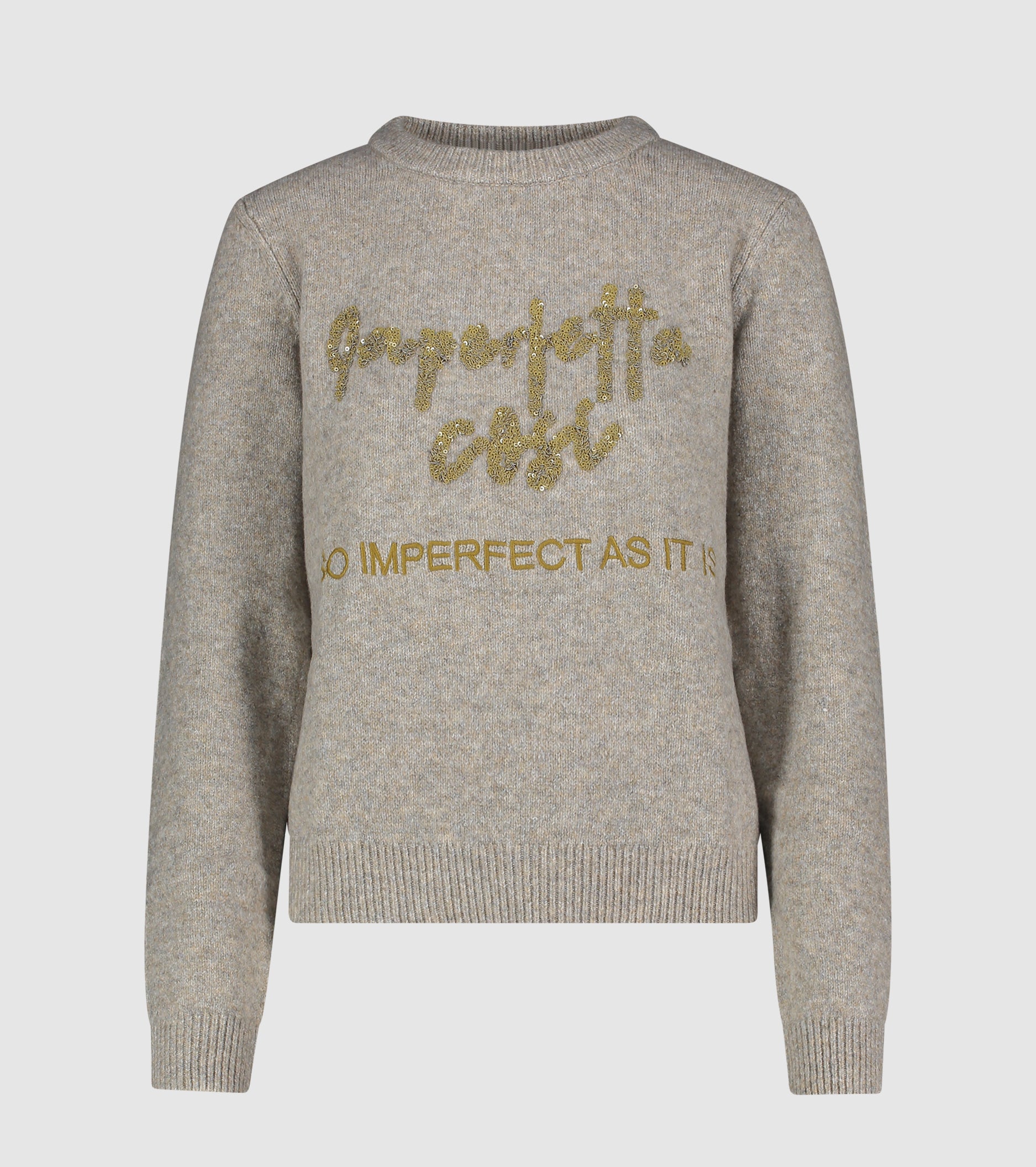 Suéter de lana con cuello redondo y letras