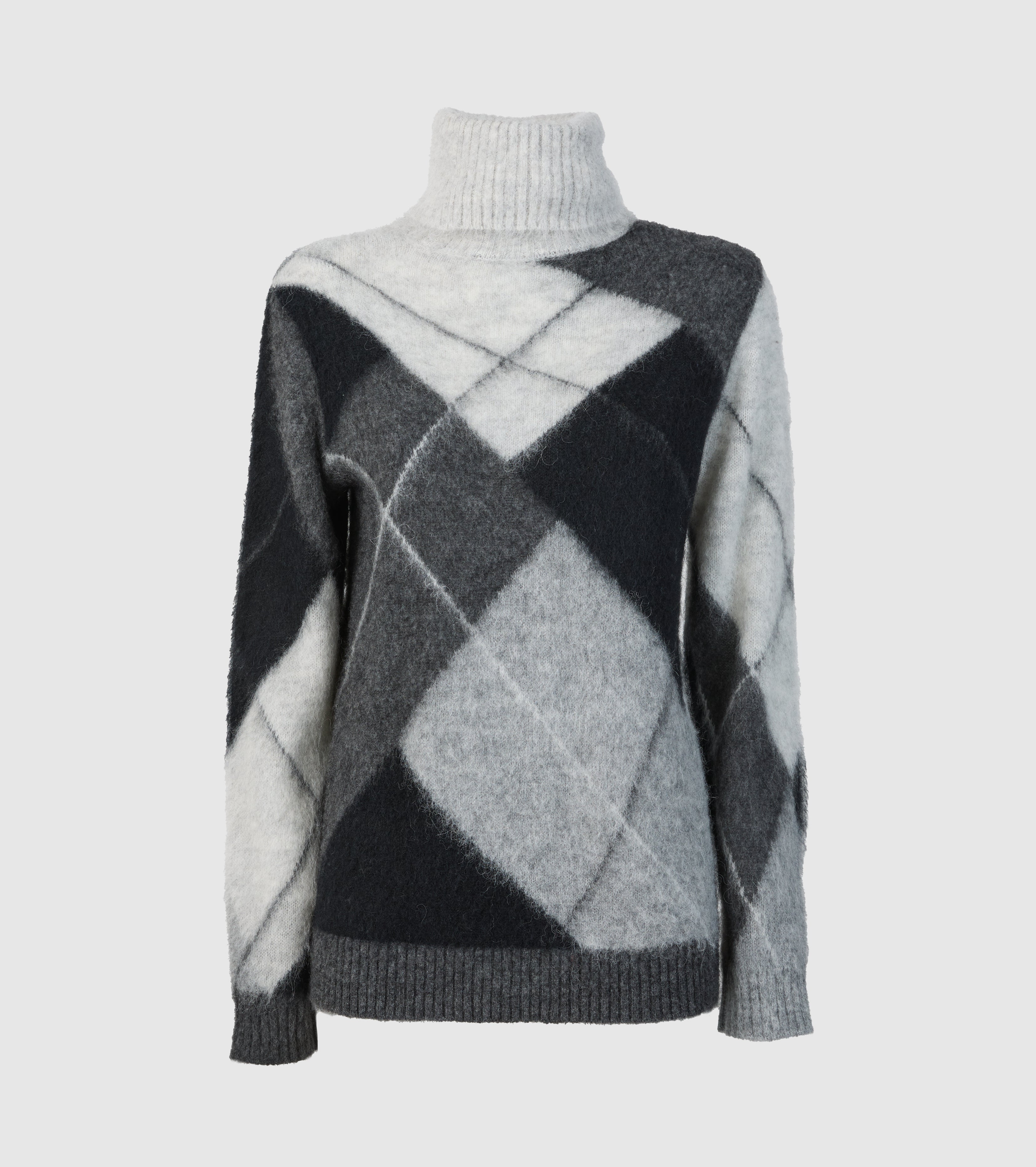 Maglia dolcevita in alpaca e lana argyle