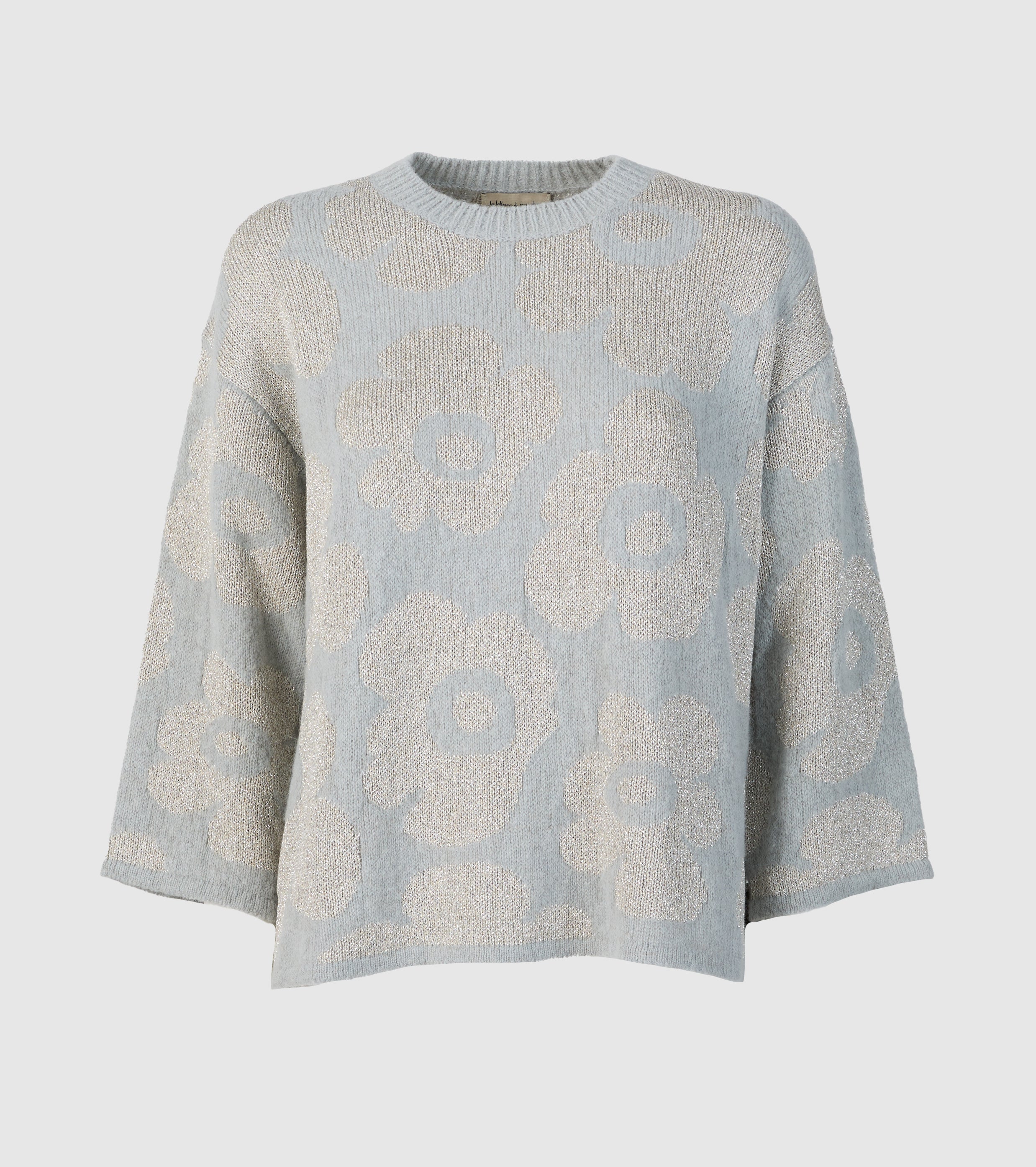Sweater med rund hals i alpaka og jacquarduld