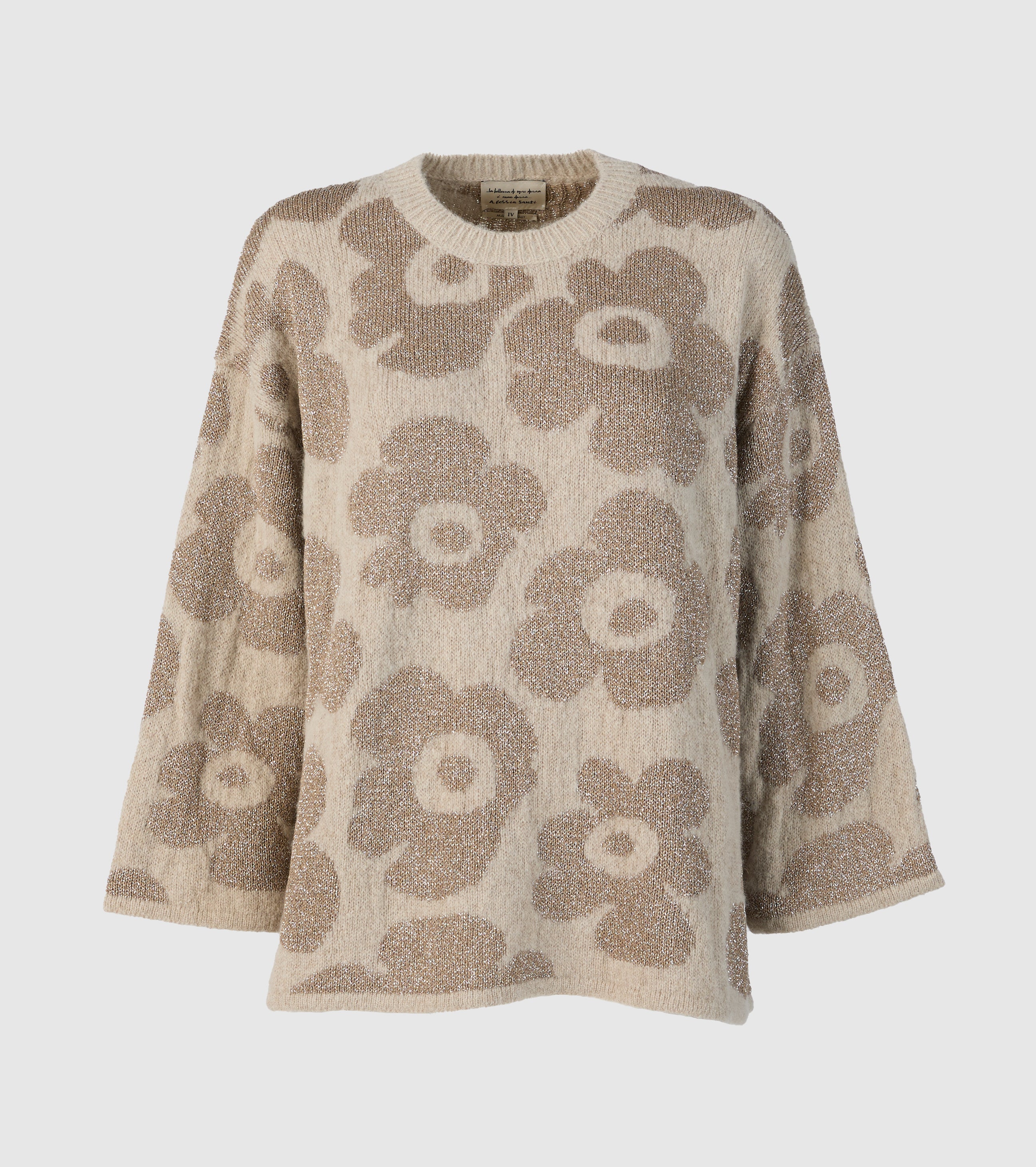 Sweater med rund hals i alpaka og jacquarduld