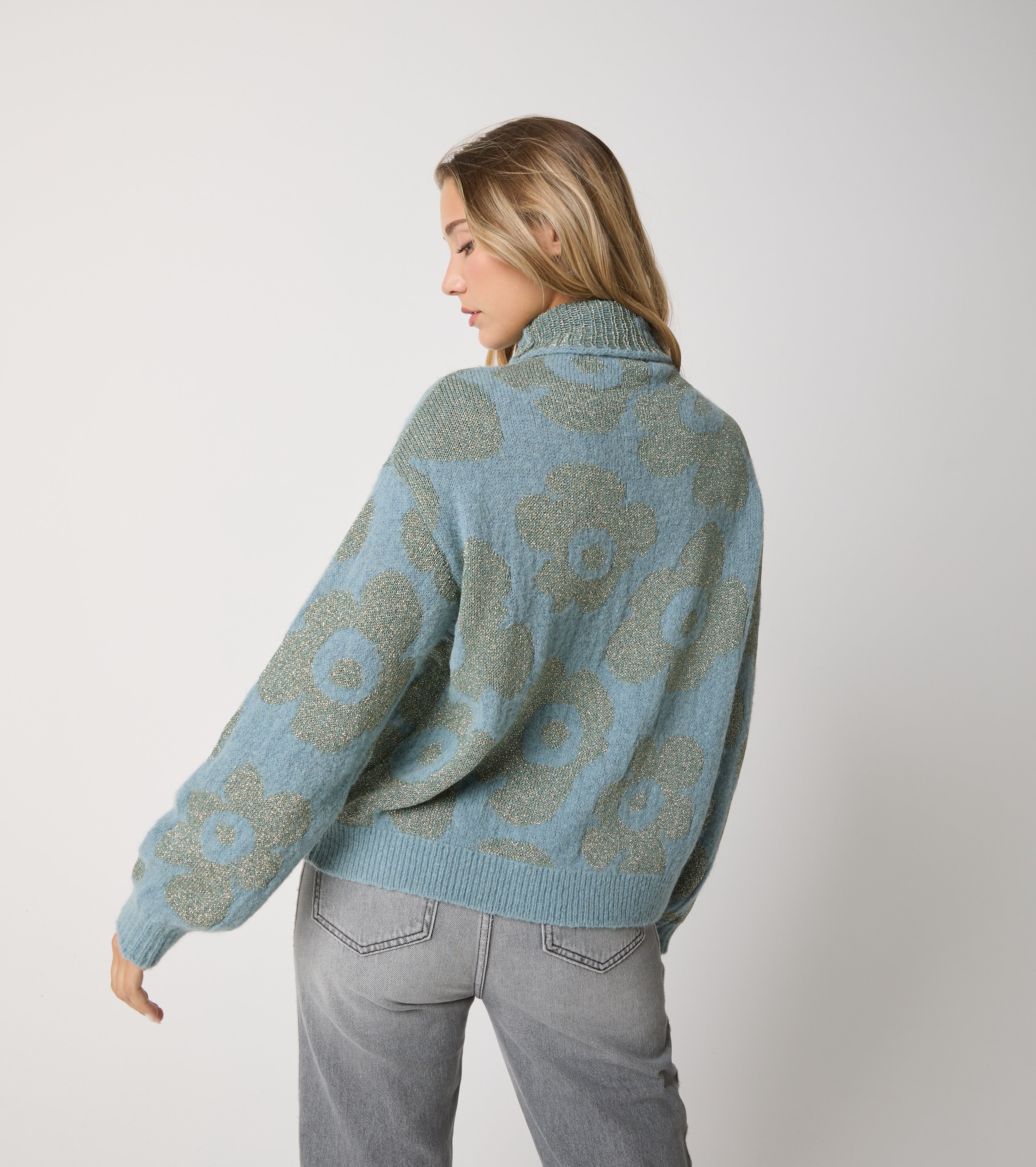Maglia dolcevita in alpaca e lana jacquard