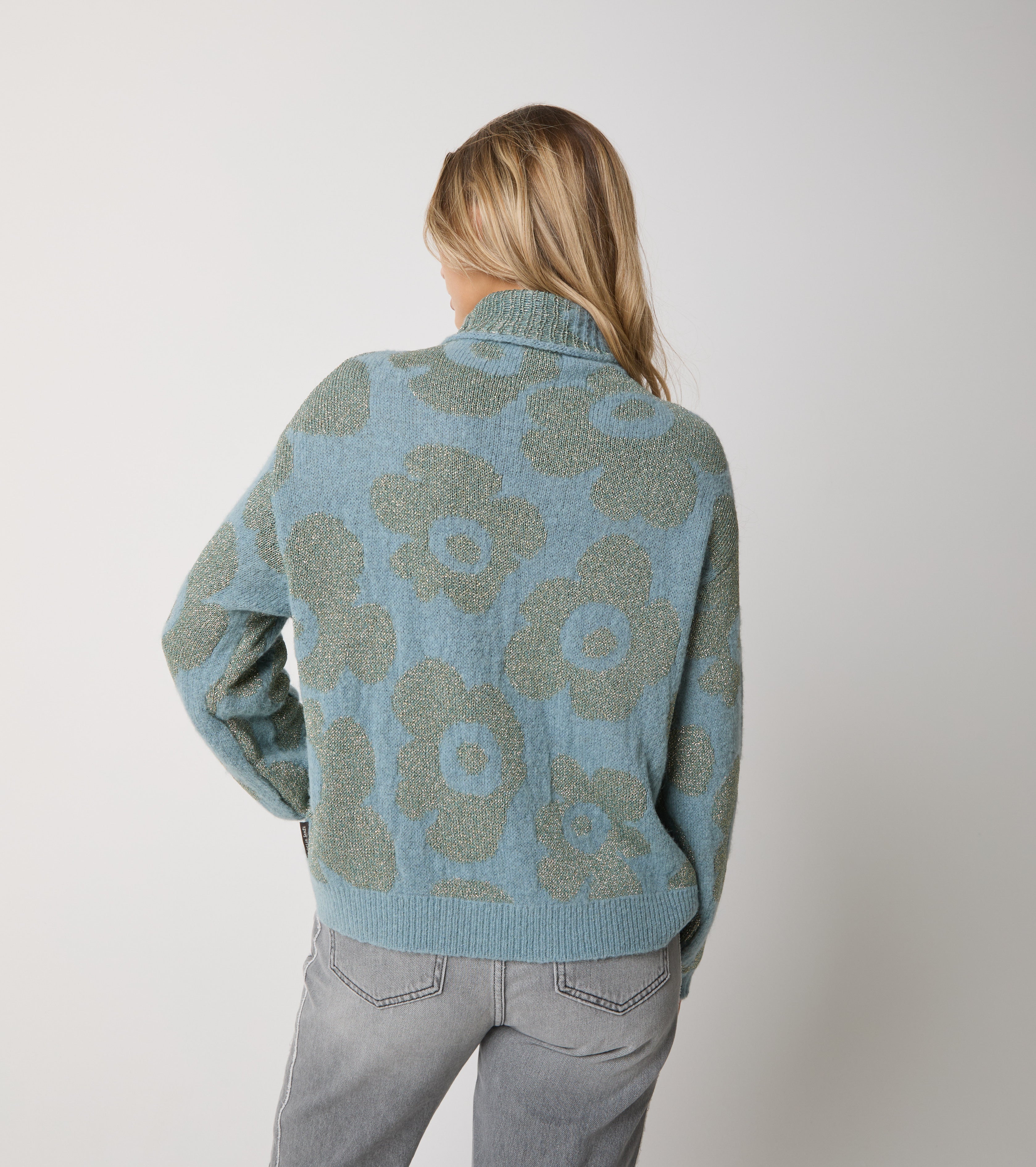 Maglia dolcevita in alpaca e lana jacquard