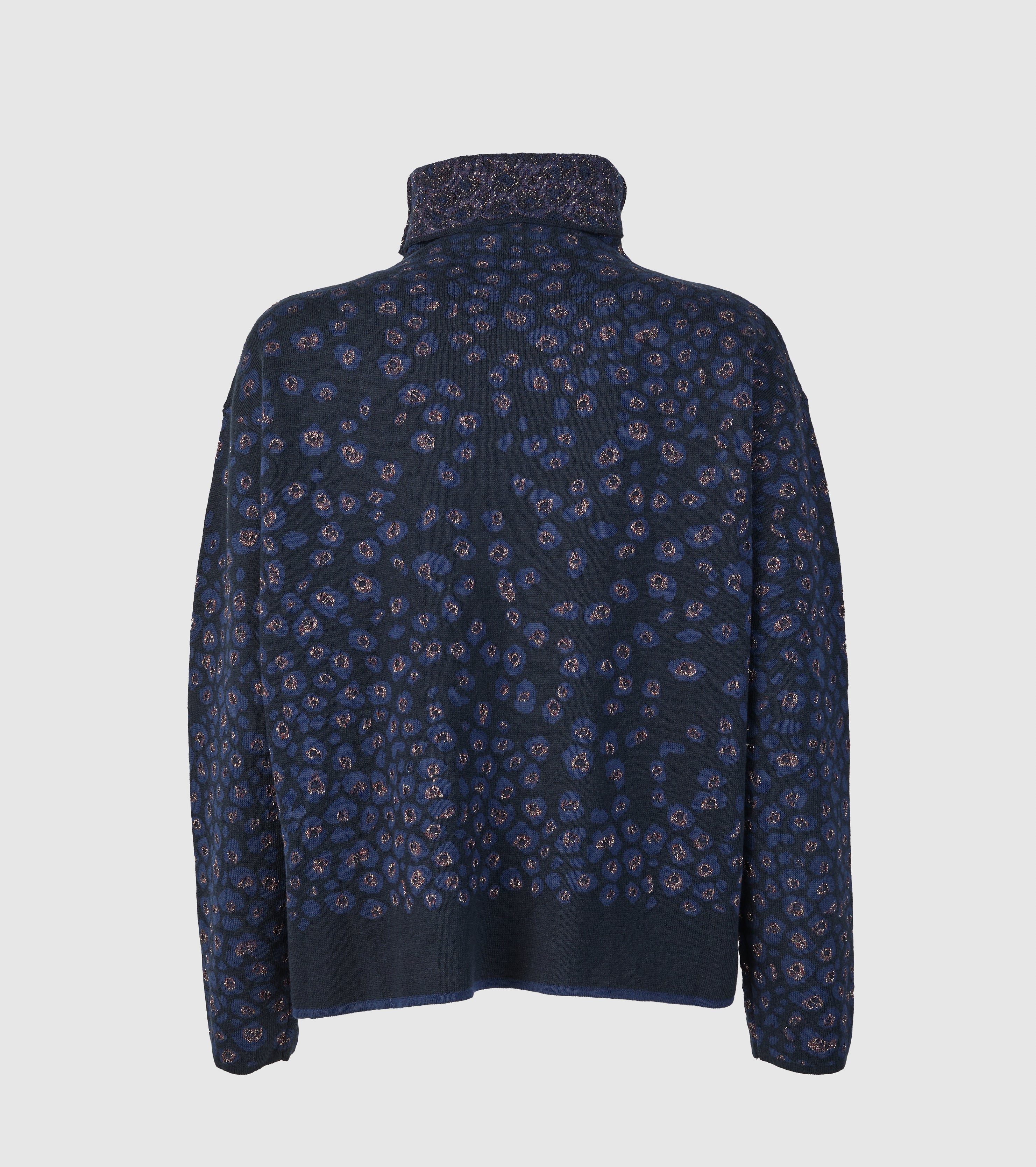 Dolcevita in cotone e lana animalier