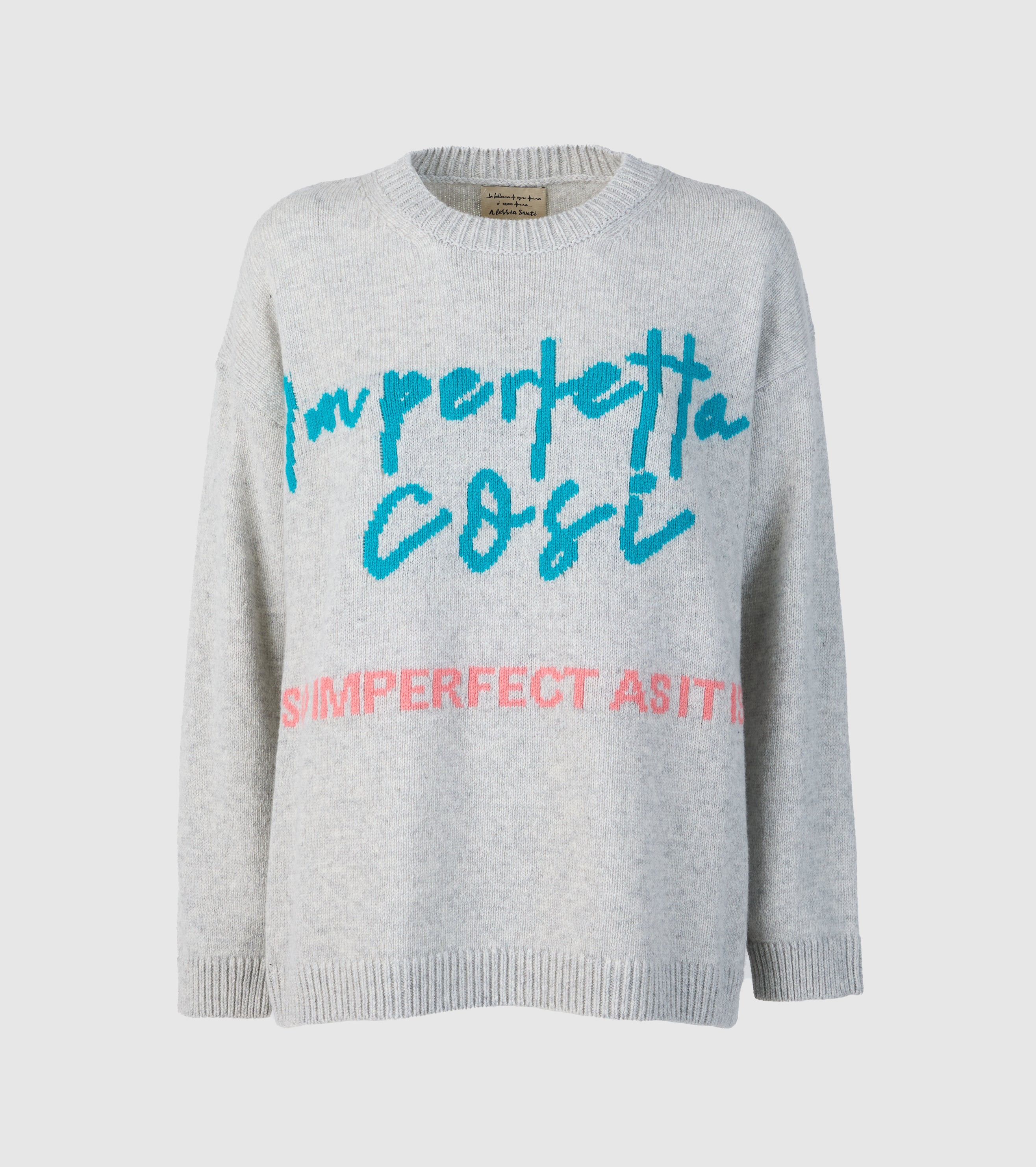 Uld- og kashmirtrøje med bogstaver