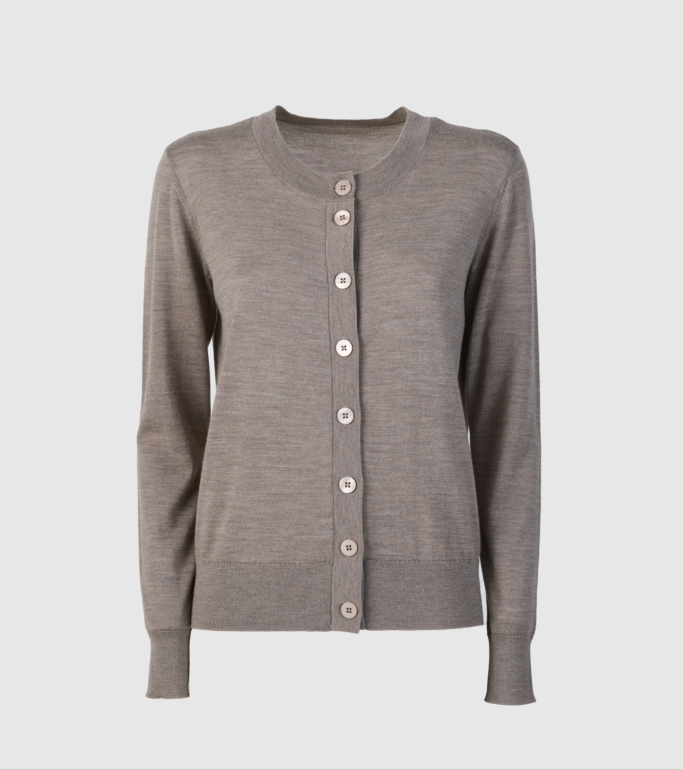 Crew neck wool cardigan