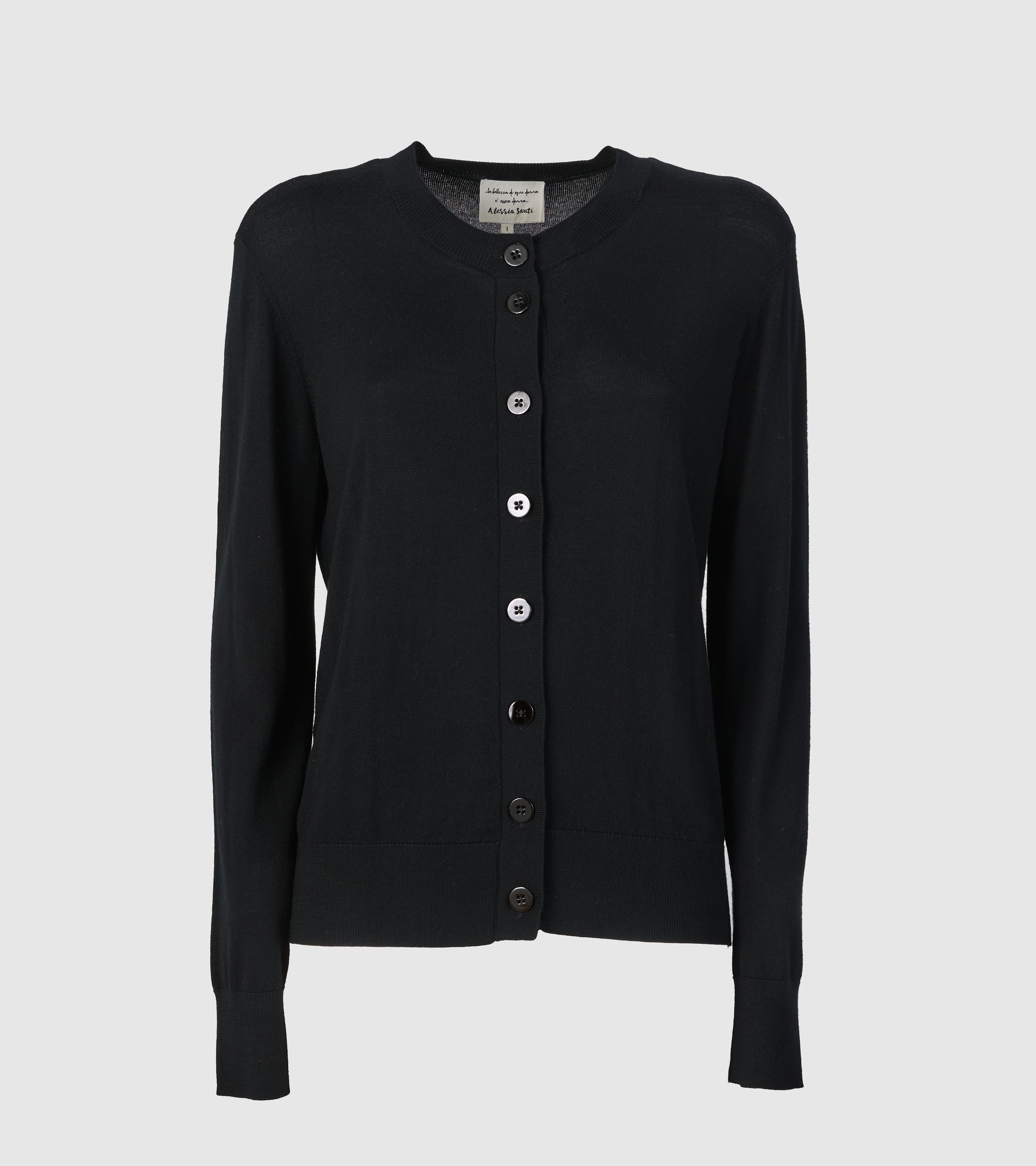 Crew neck wool cardigan