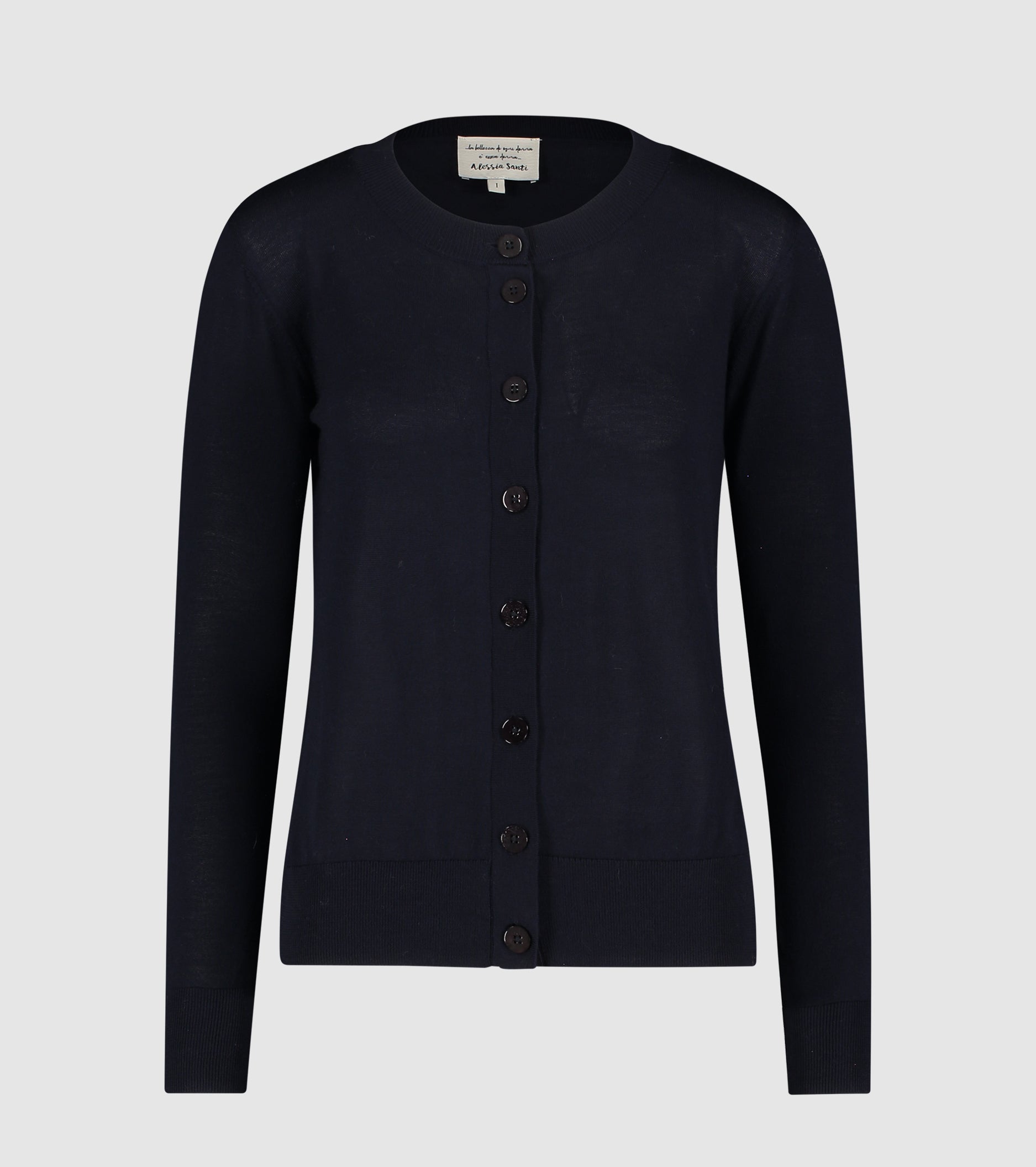 Cardigan med rund hals i uld