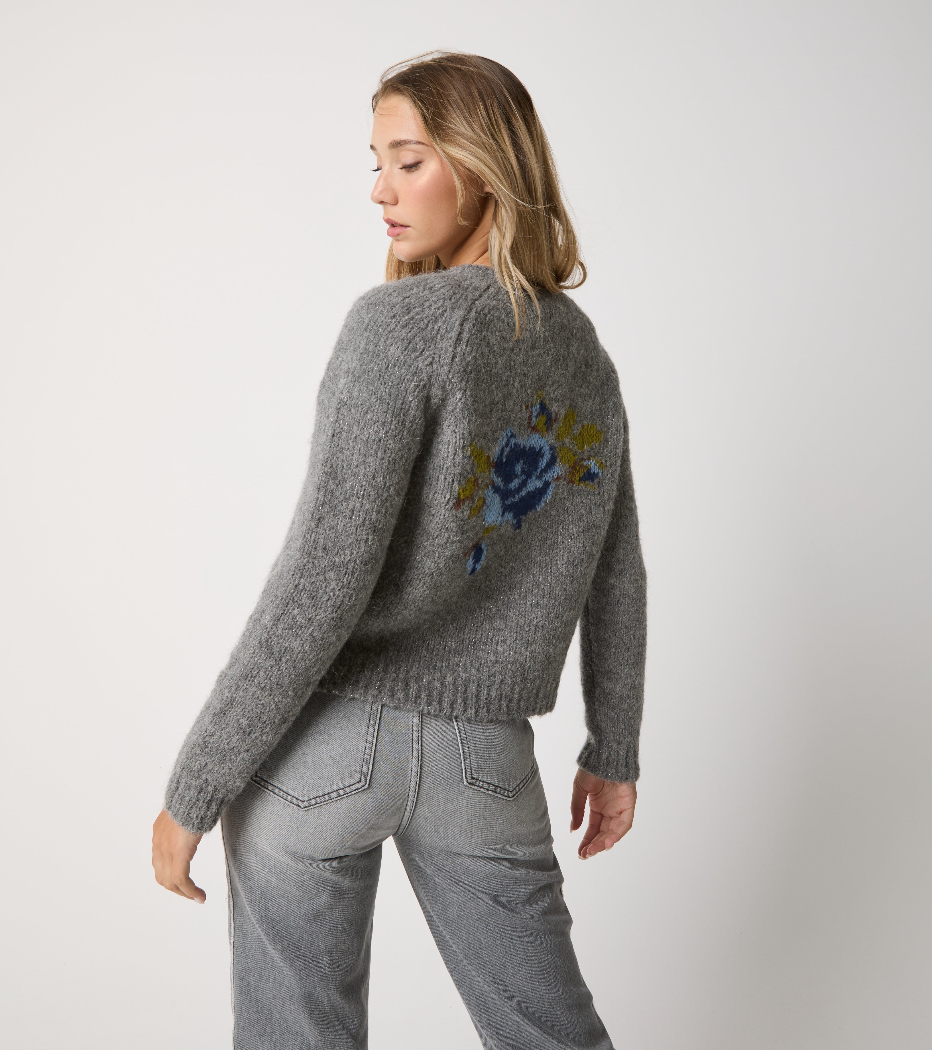 Cardigan girocollo in alpaca e lana
