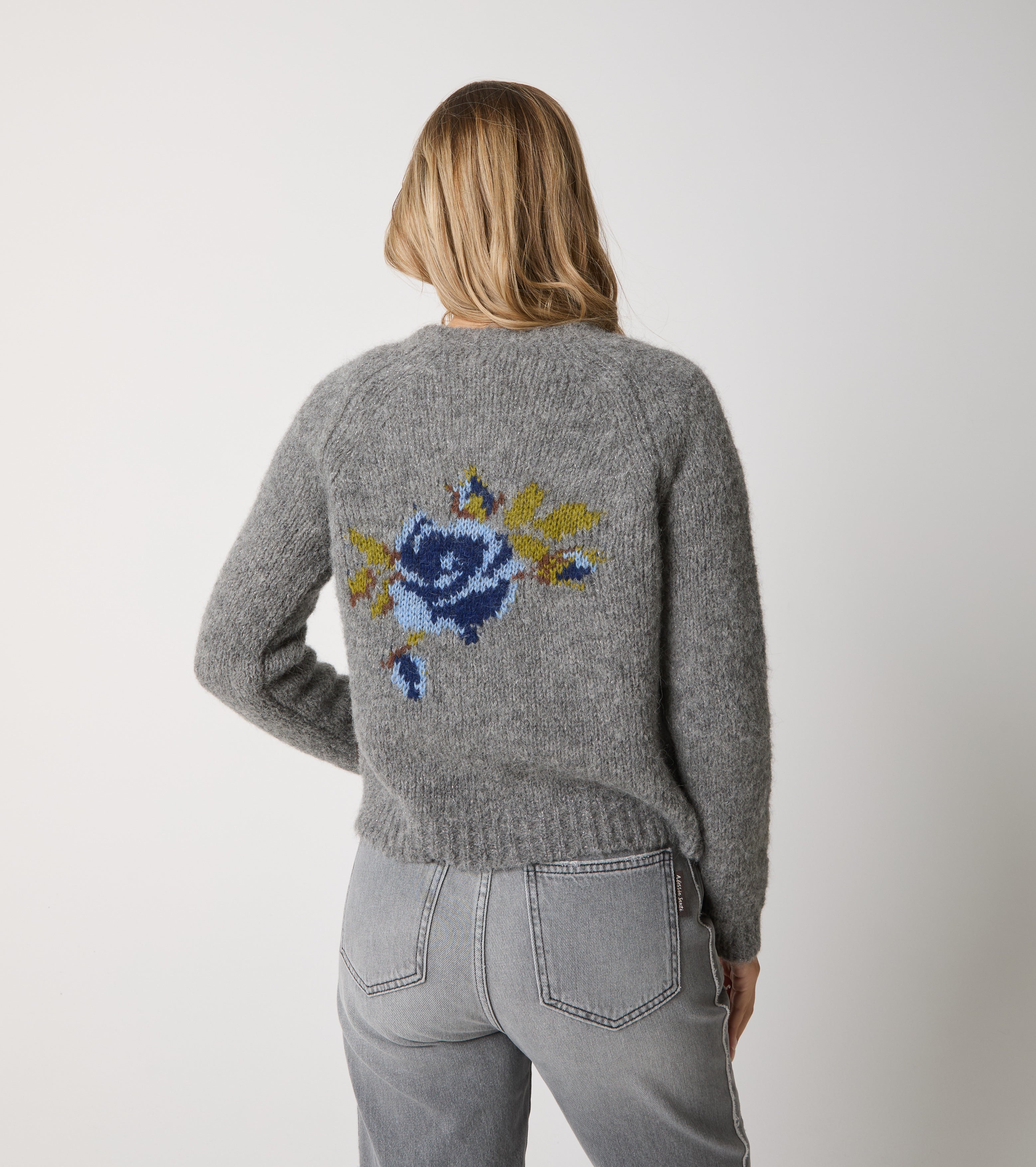 Cardigan med rund hals i alpaka og uld