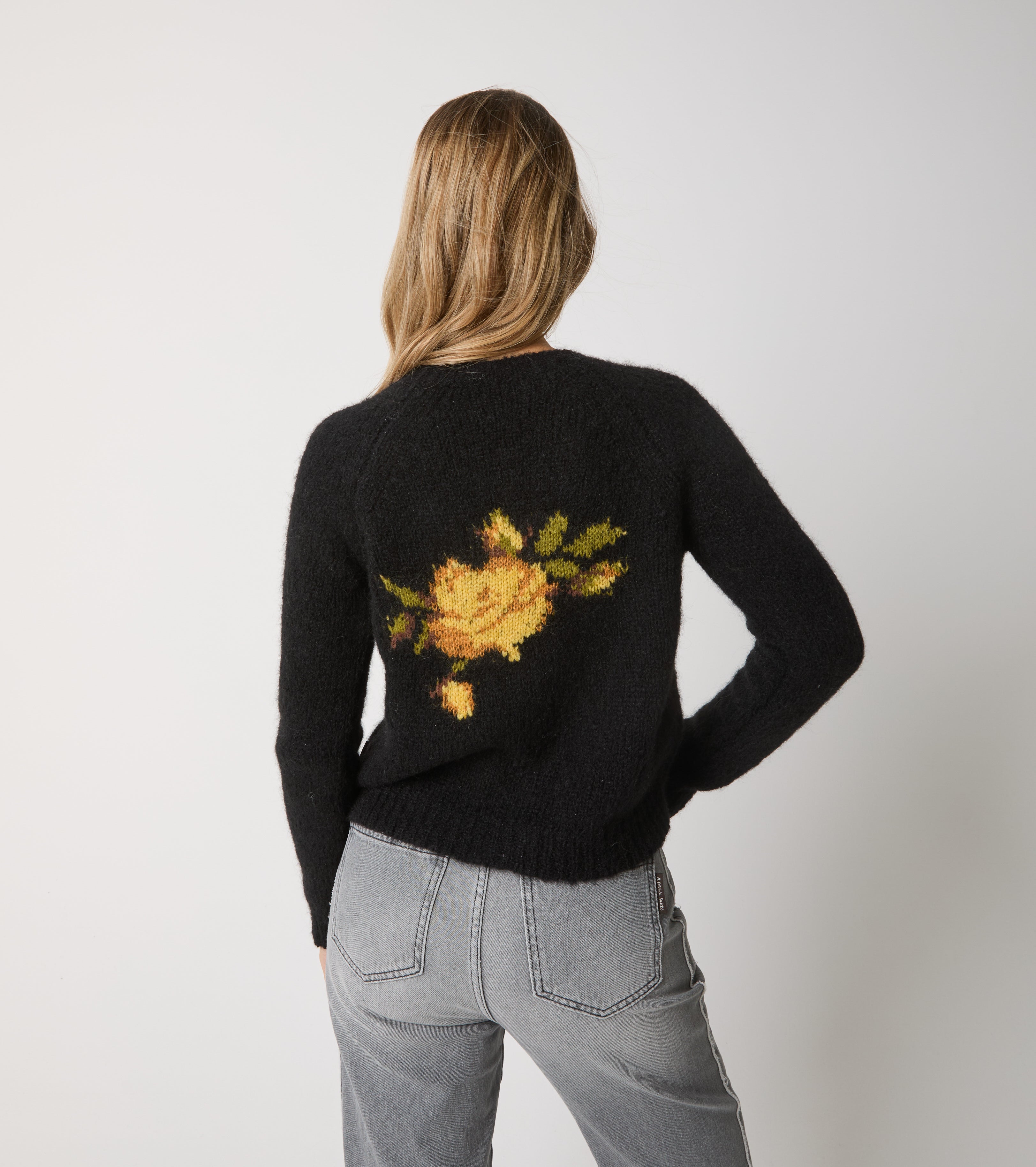 Cardigan med rund hals i alpaka og uld