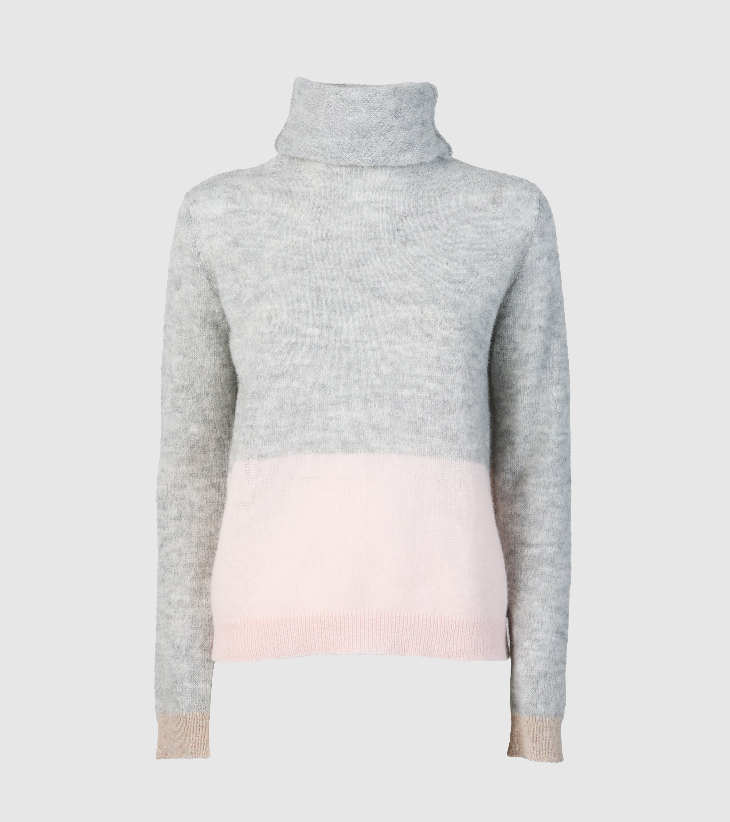 Rullekrave med farveblok i alpaka og uld