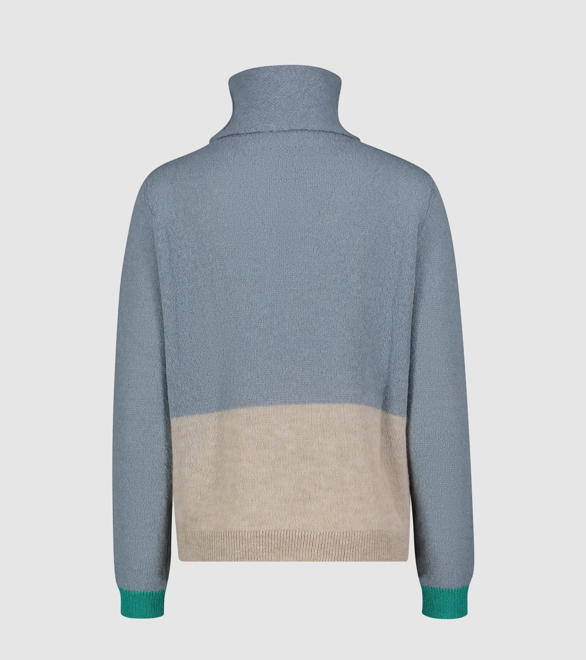 Cuello alto de alpaca y lana con bloques de color