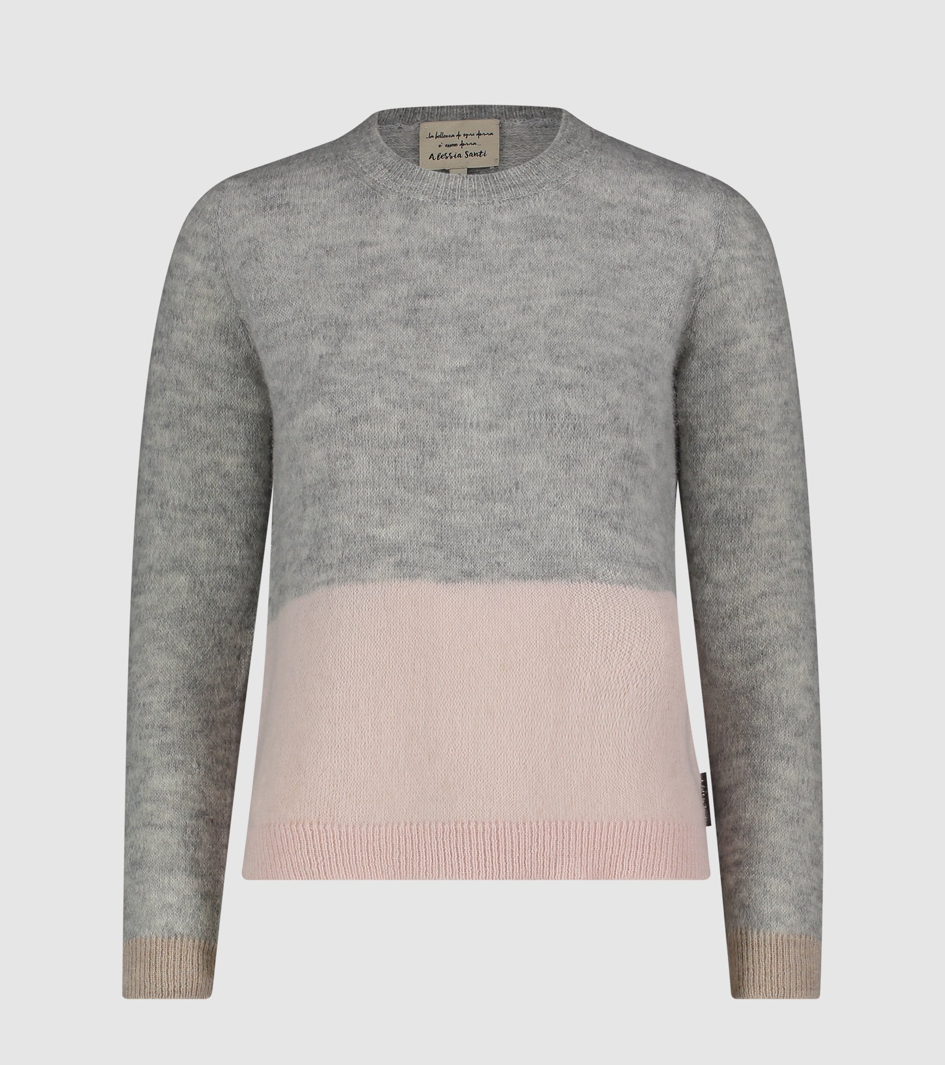 Suéter de cuello redondo de alpaca y lana con bloques de color