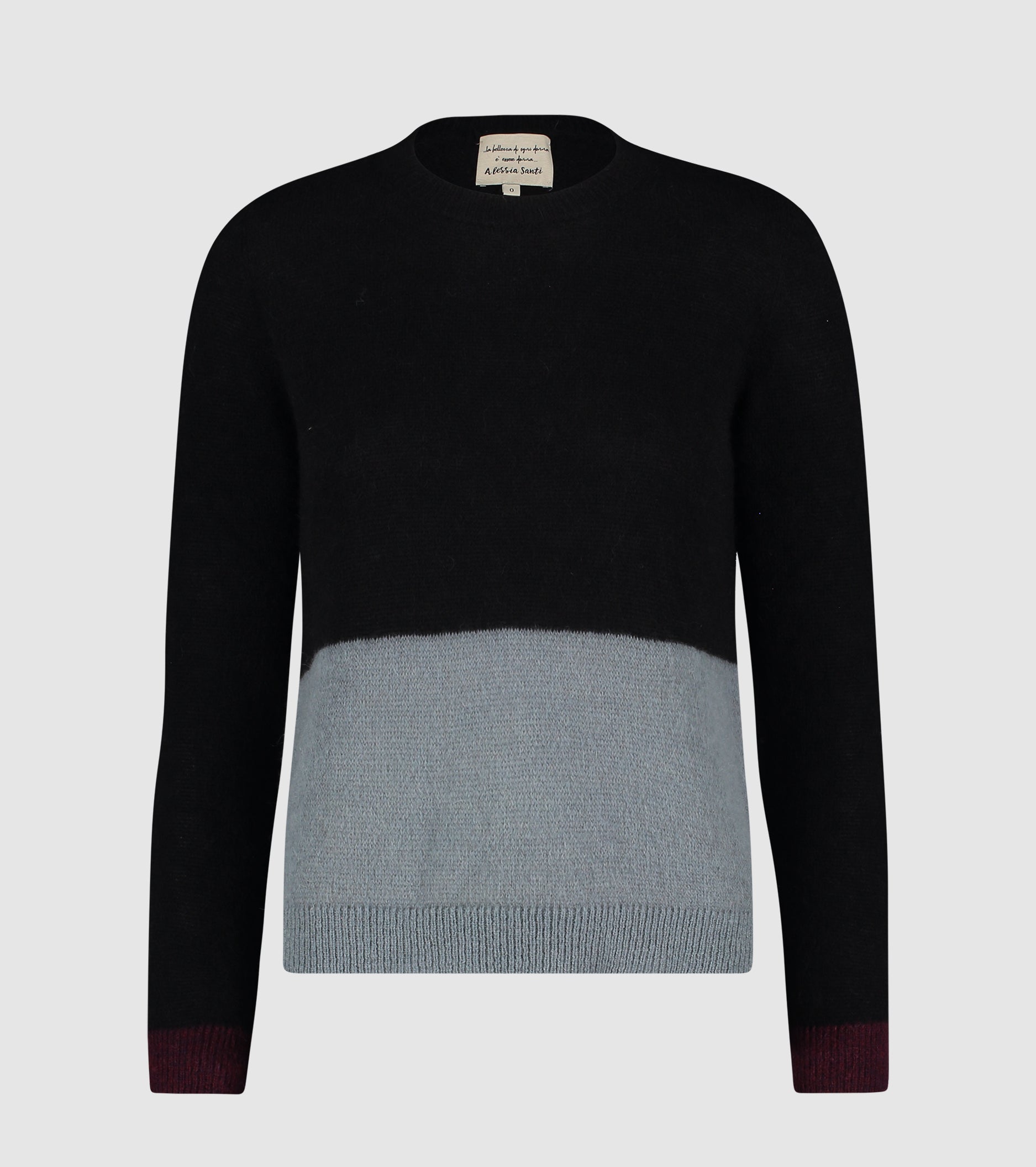 Suéter de cuello redondo de alpaca y lana con bloques de color