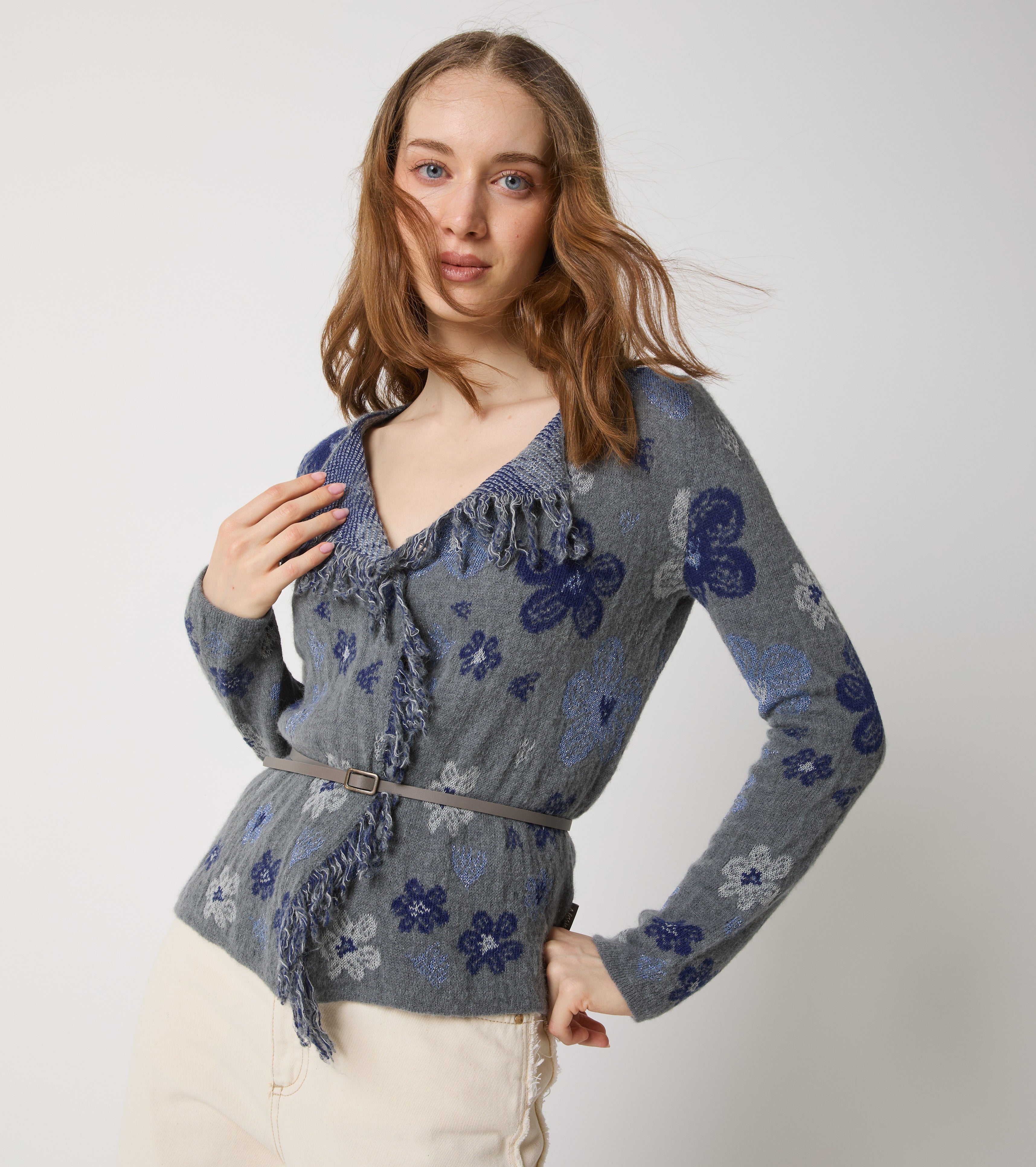 Alpaca and cashmere jacquard cardigan