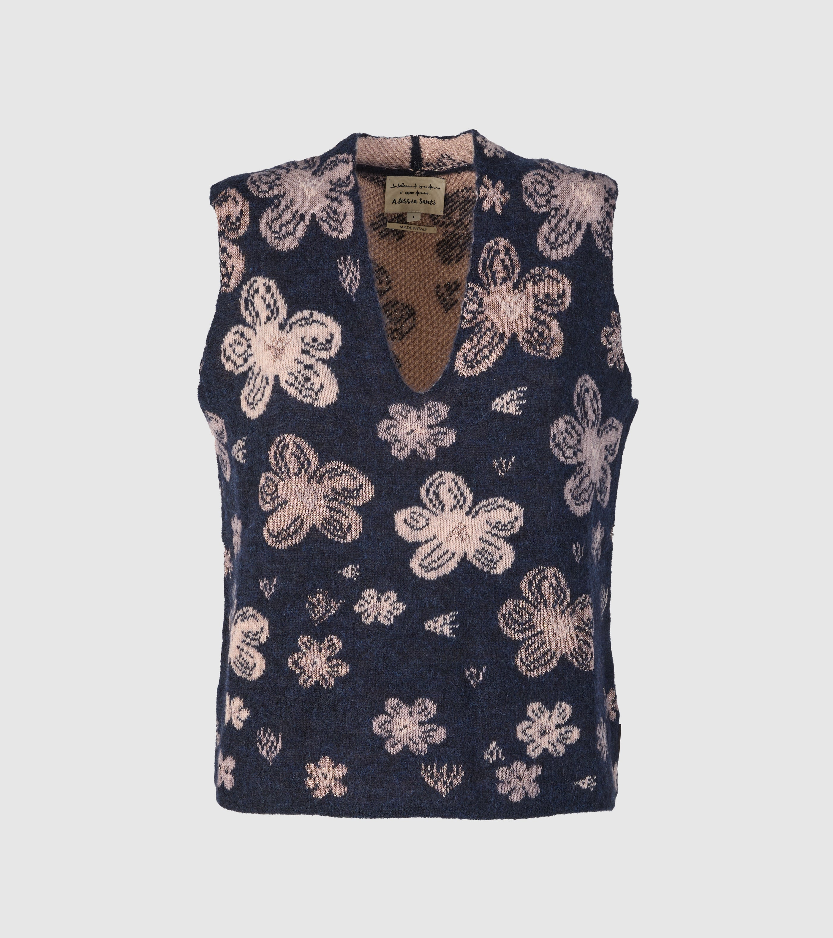 Gilet in alpaca e lana jacquard