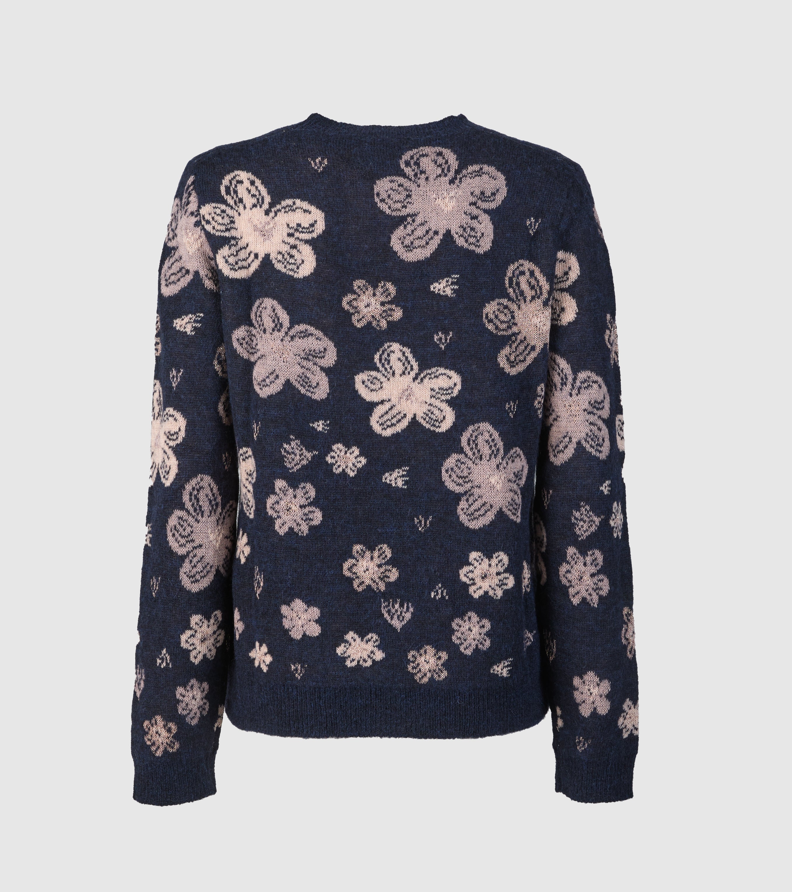 Maglia girocollo in alpaca e lana jacquard