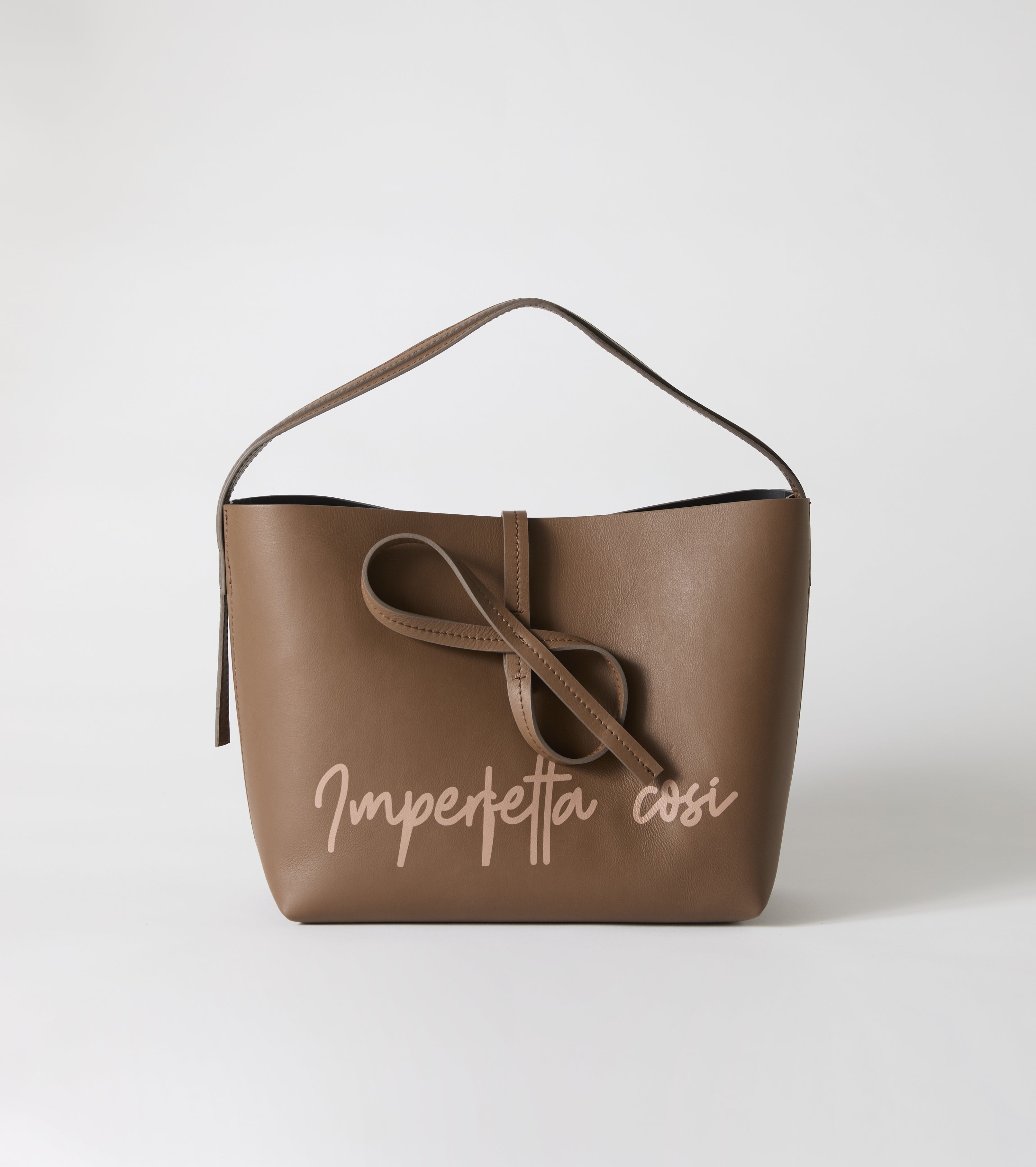 Borsa a spalla in pelle con lettering