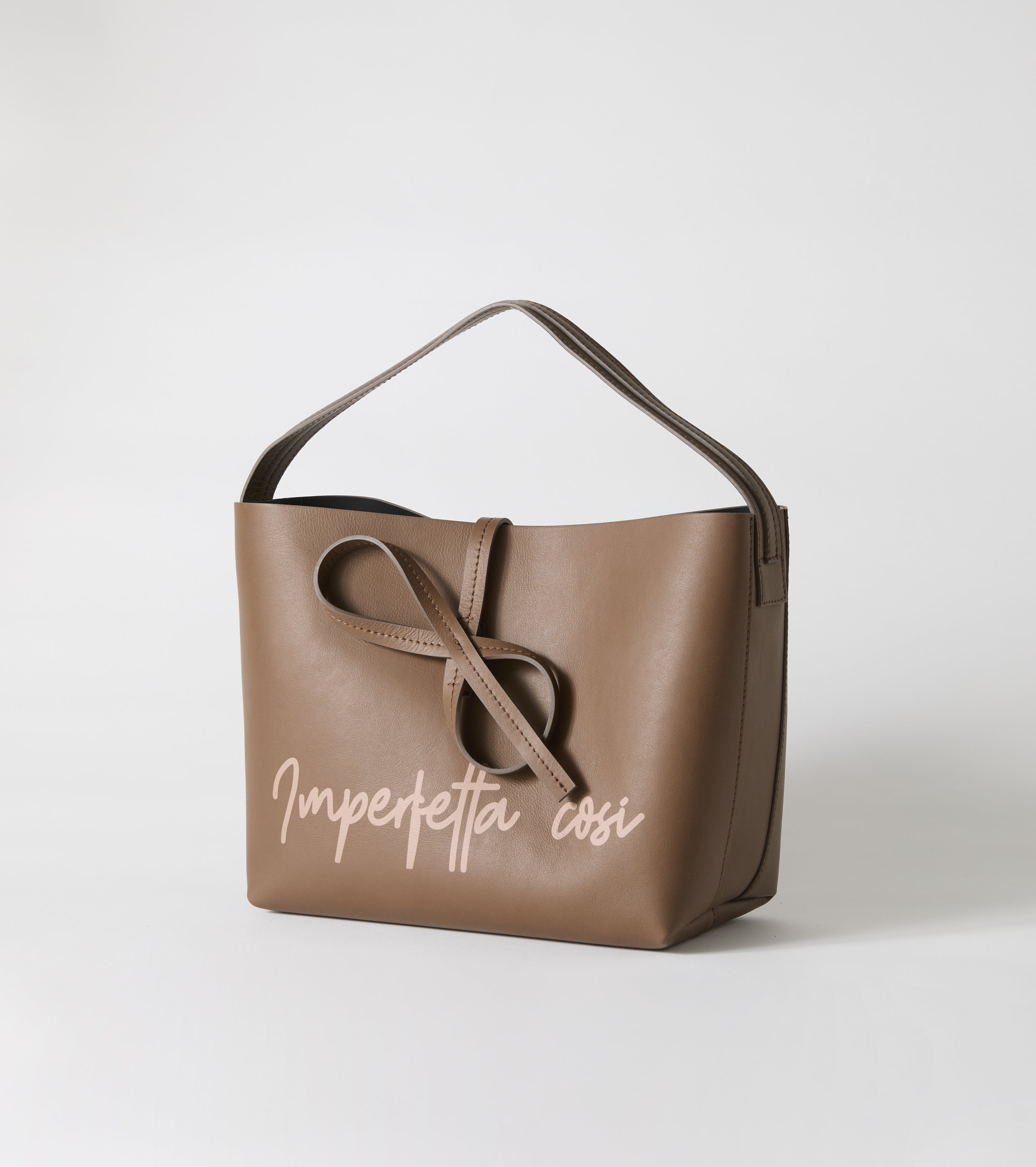 Borsa a spalla in pelle con lettering