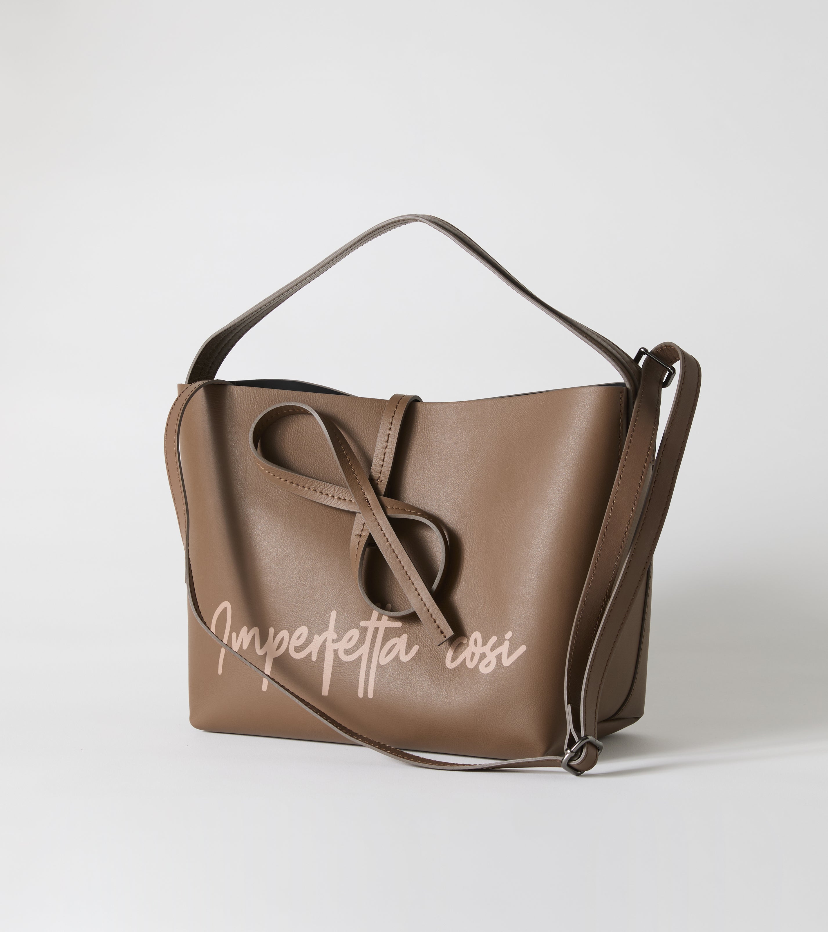 Borsa a spalla in pelle con lettering