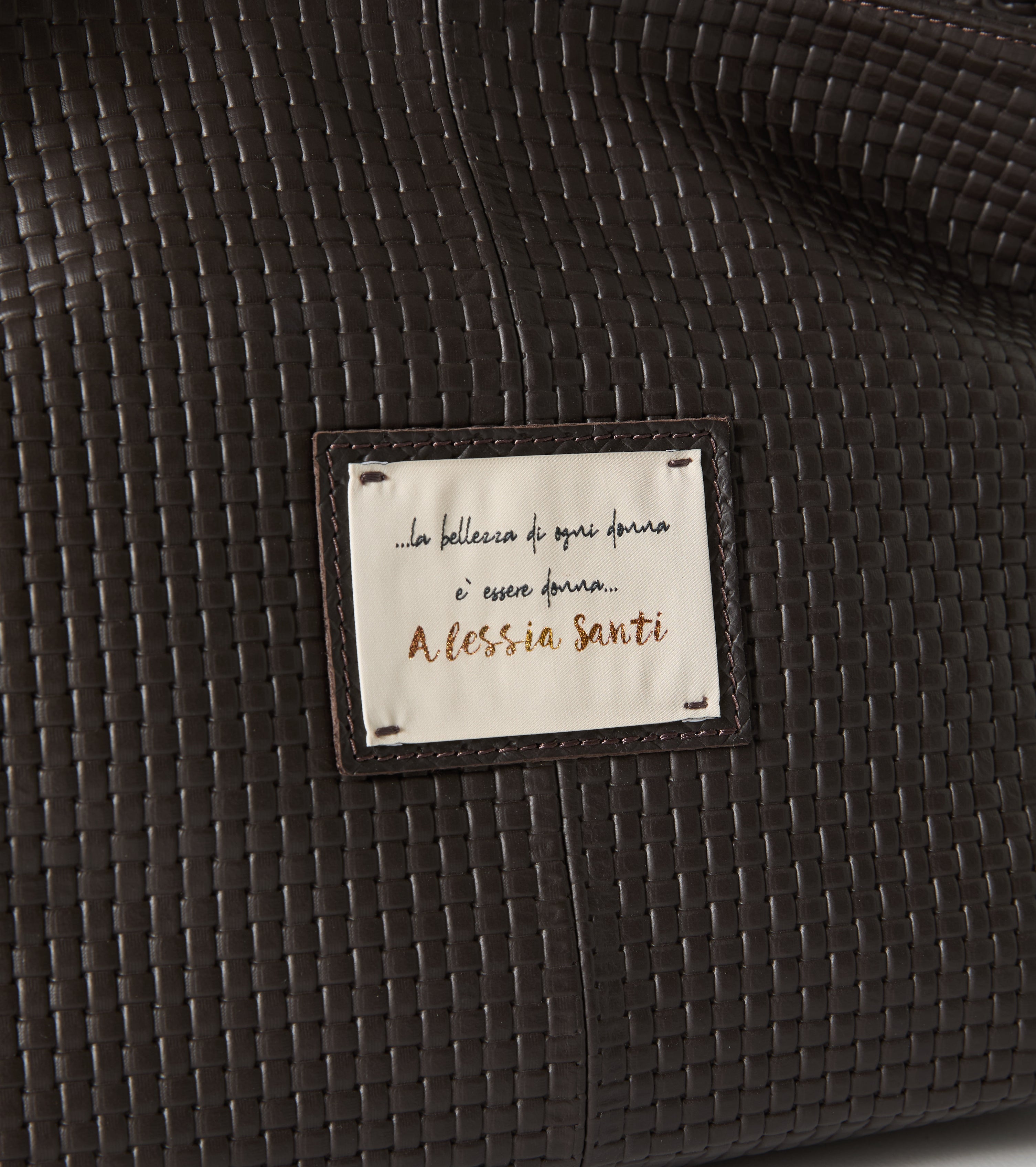 Borsa a mano in pelle con patch