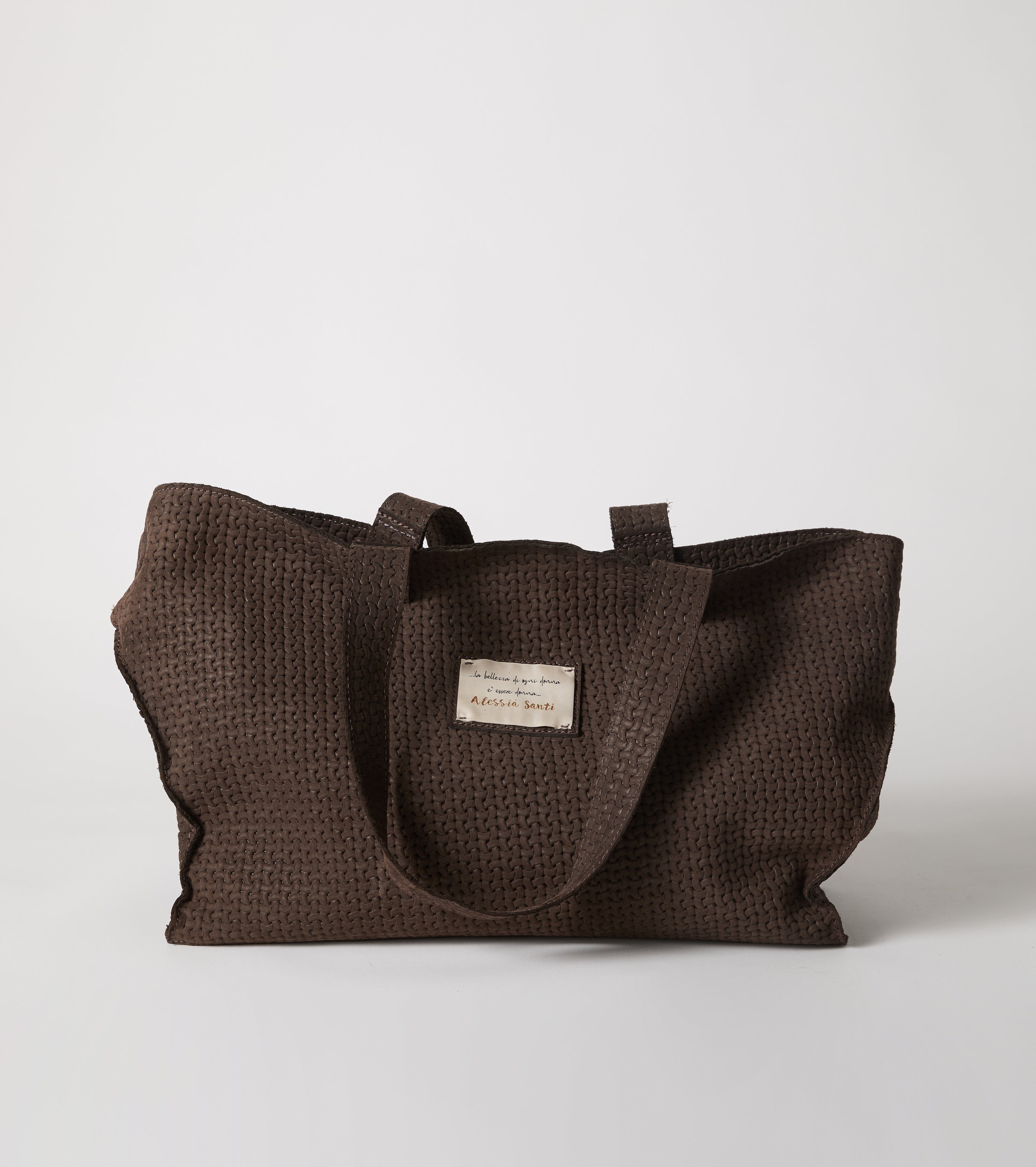 Indkøbstaske i læder med logo