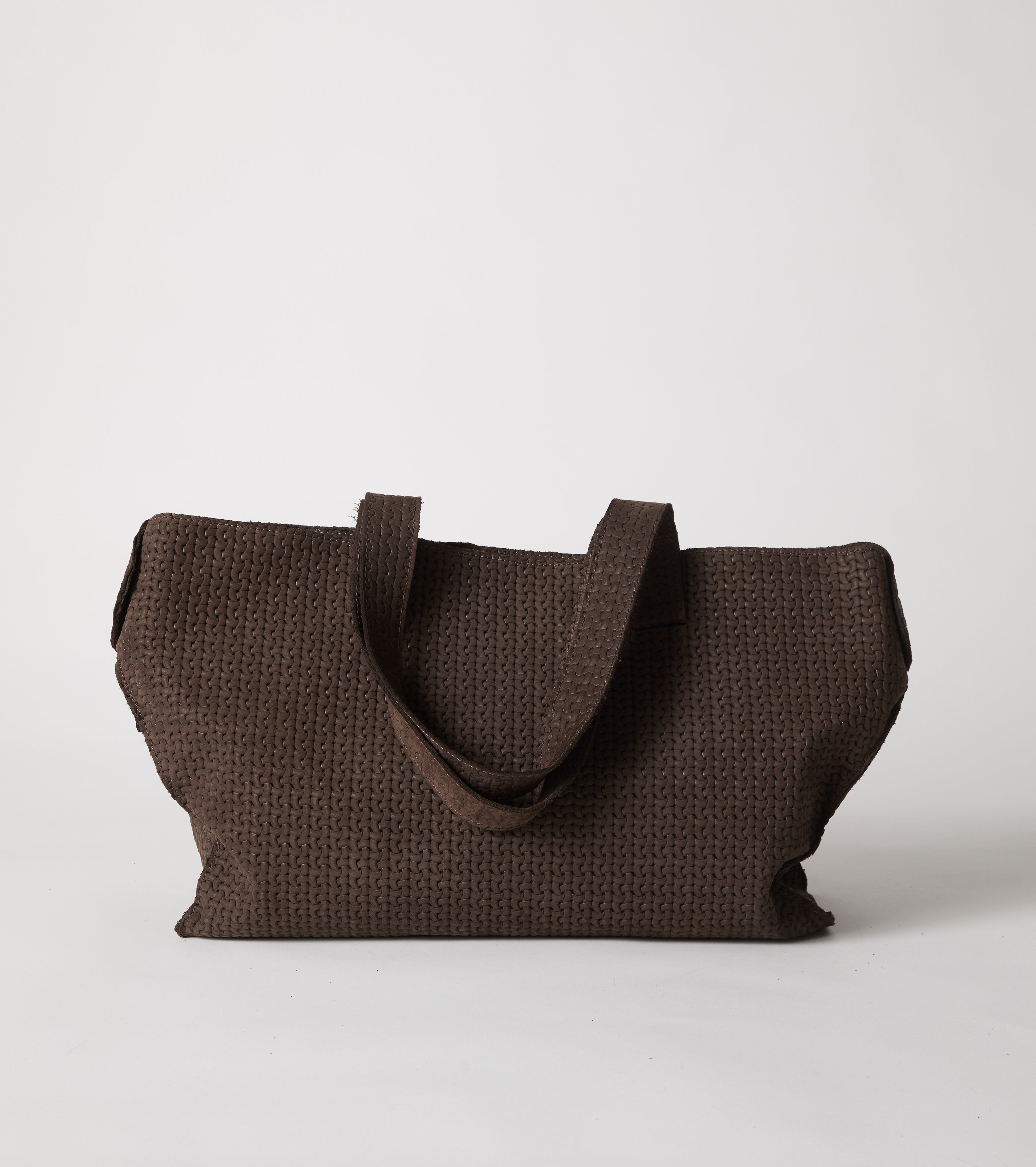 Indkøbstaske i læder med logo