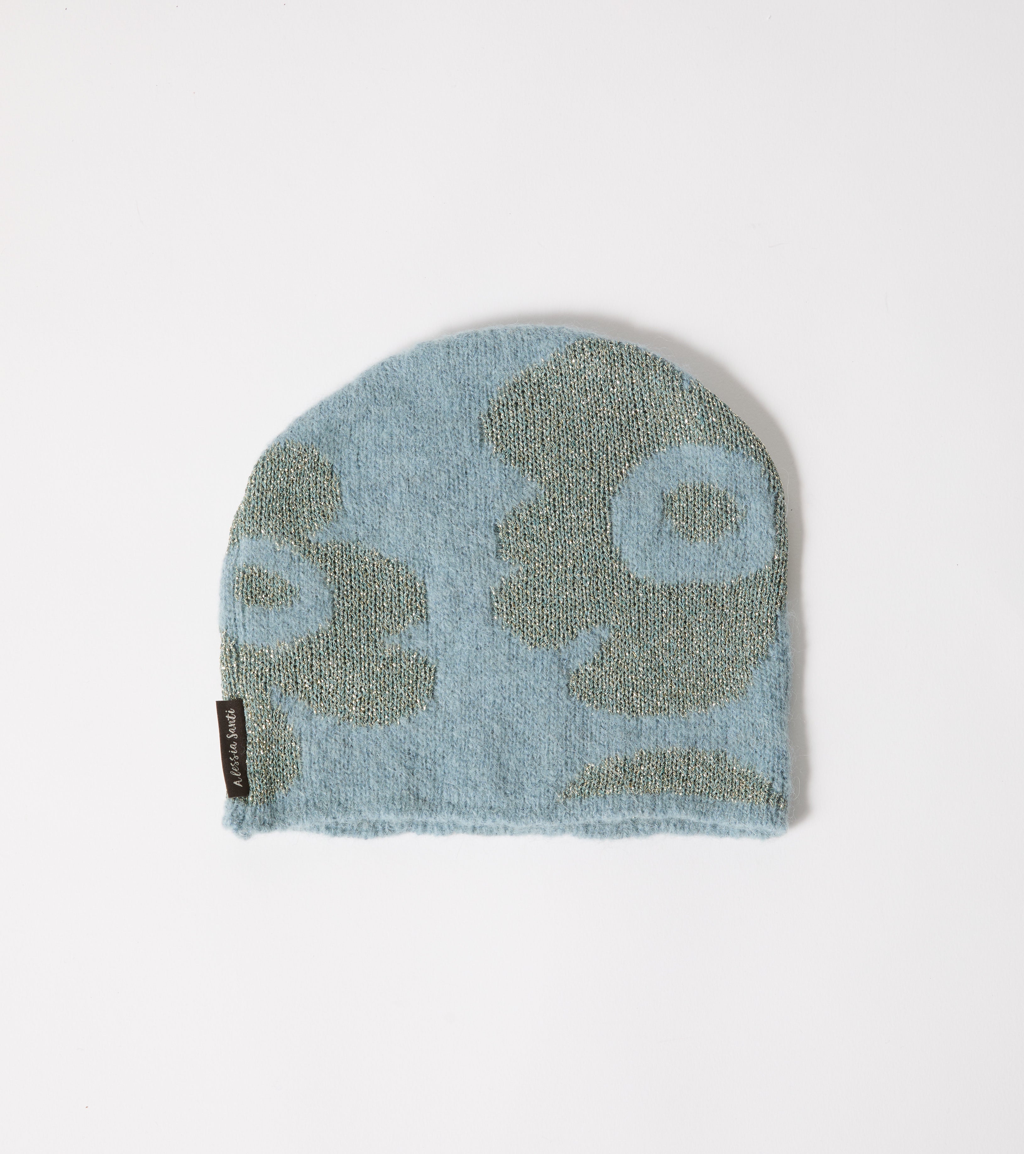 Wool and lurex jacquard beanie hat