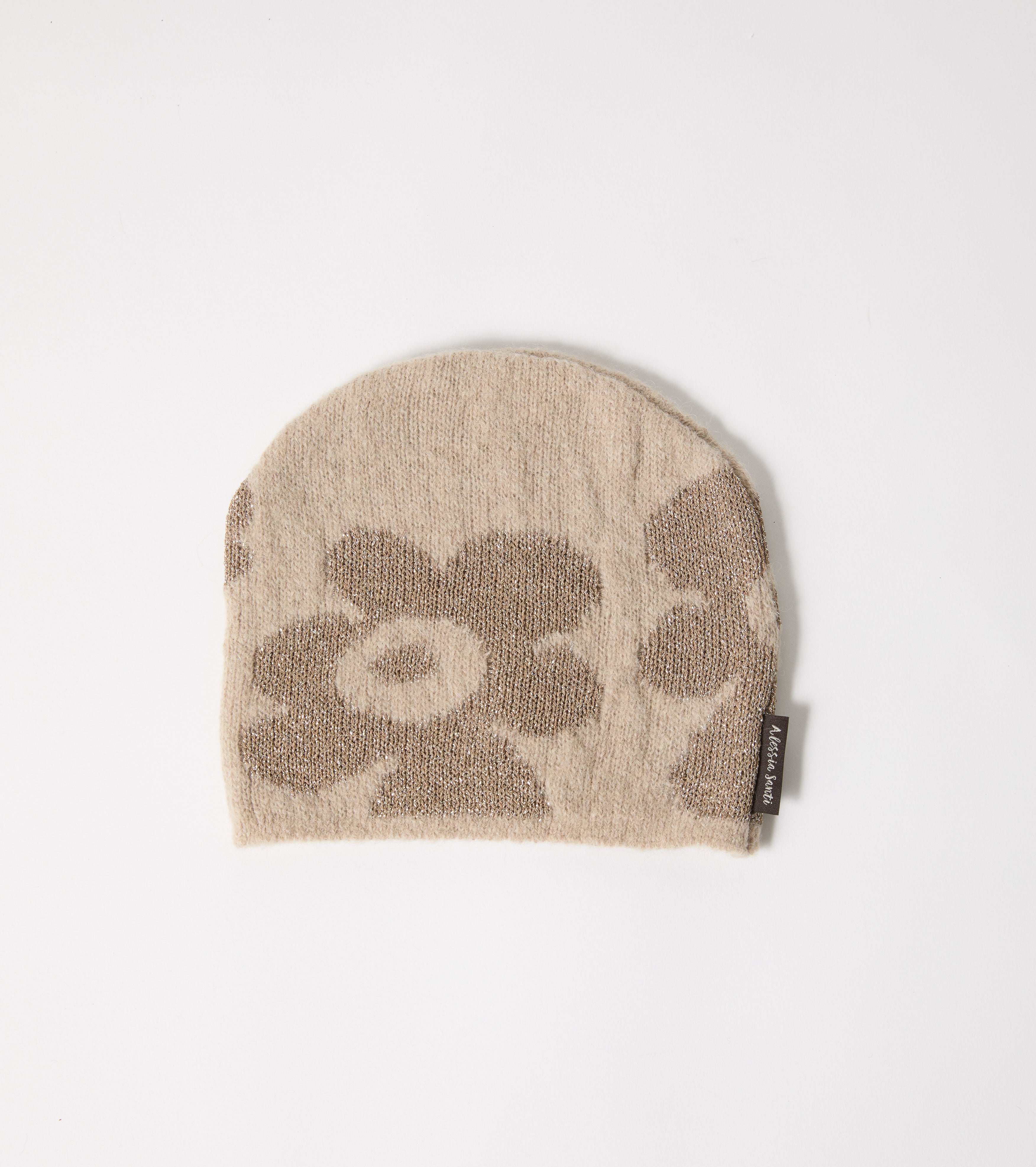 Wool and lurex jacquard beanie hat