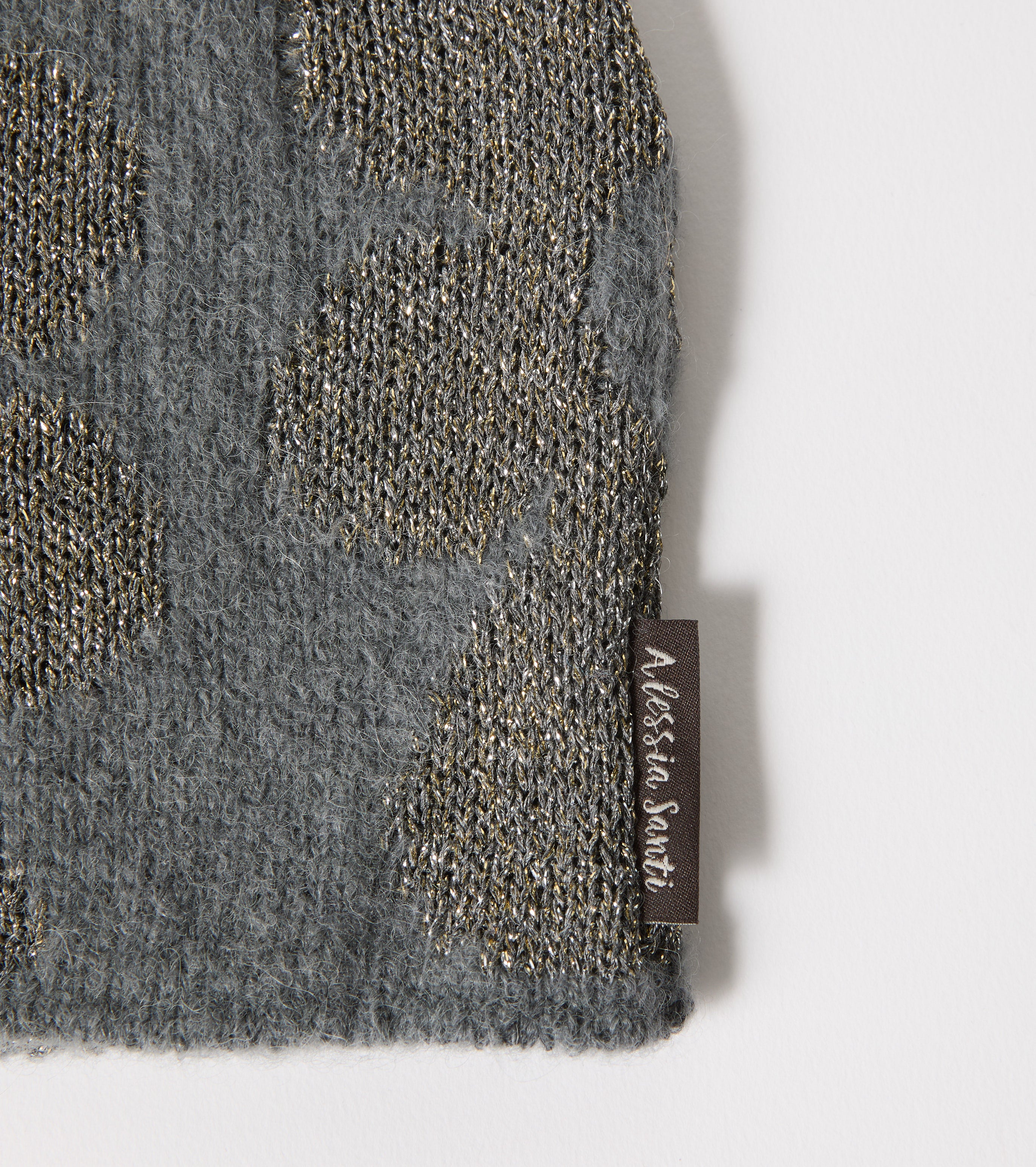 Wool and lurex jacquard beanie hat
