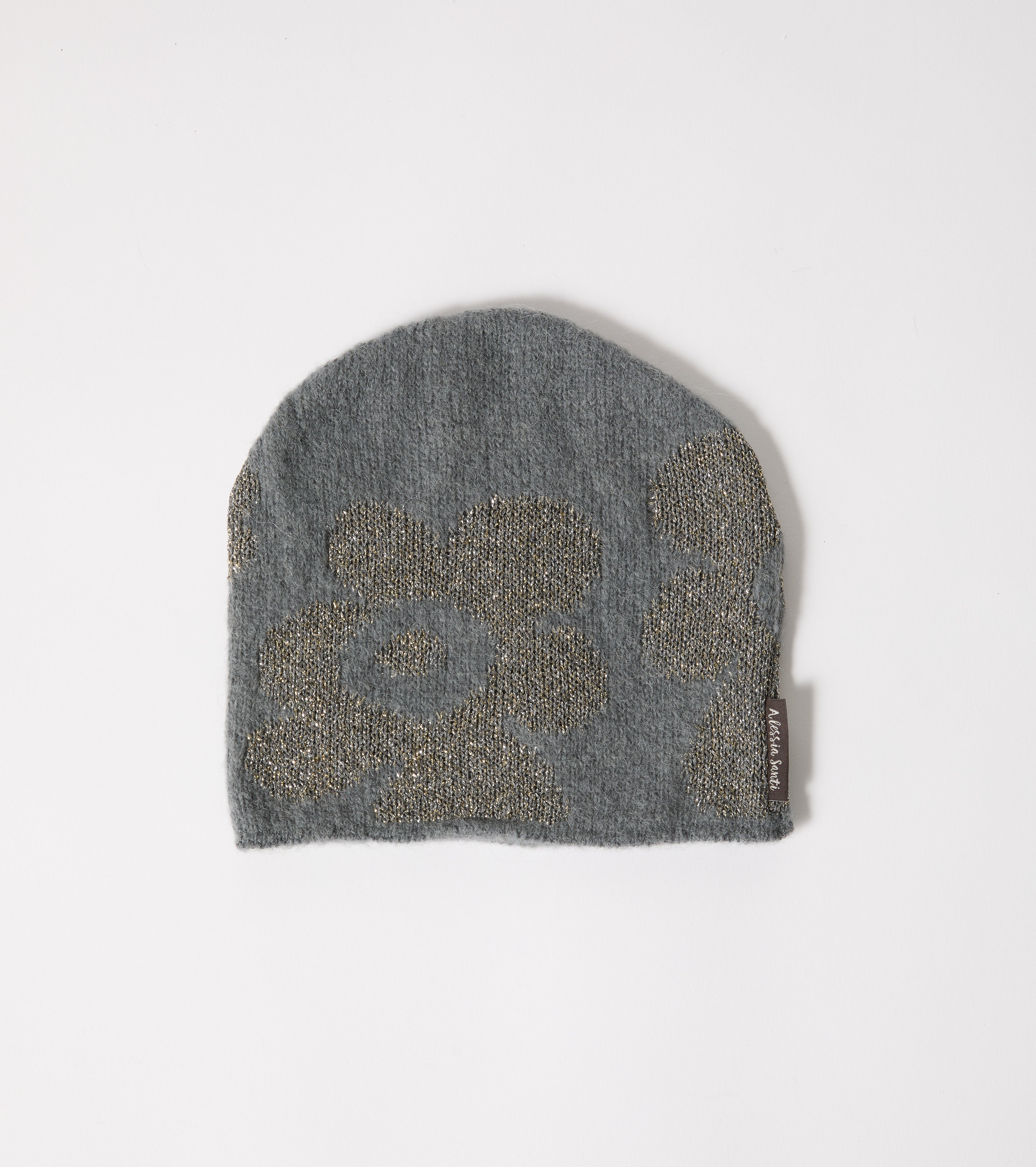 Wool and lurex jacquard beanie hat