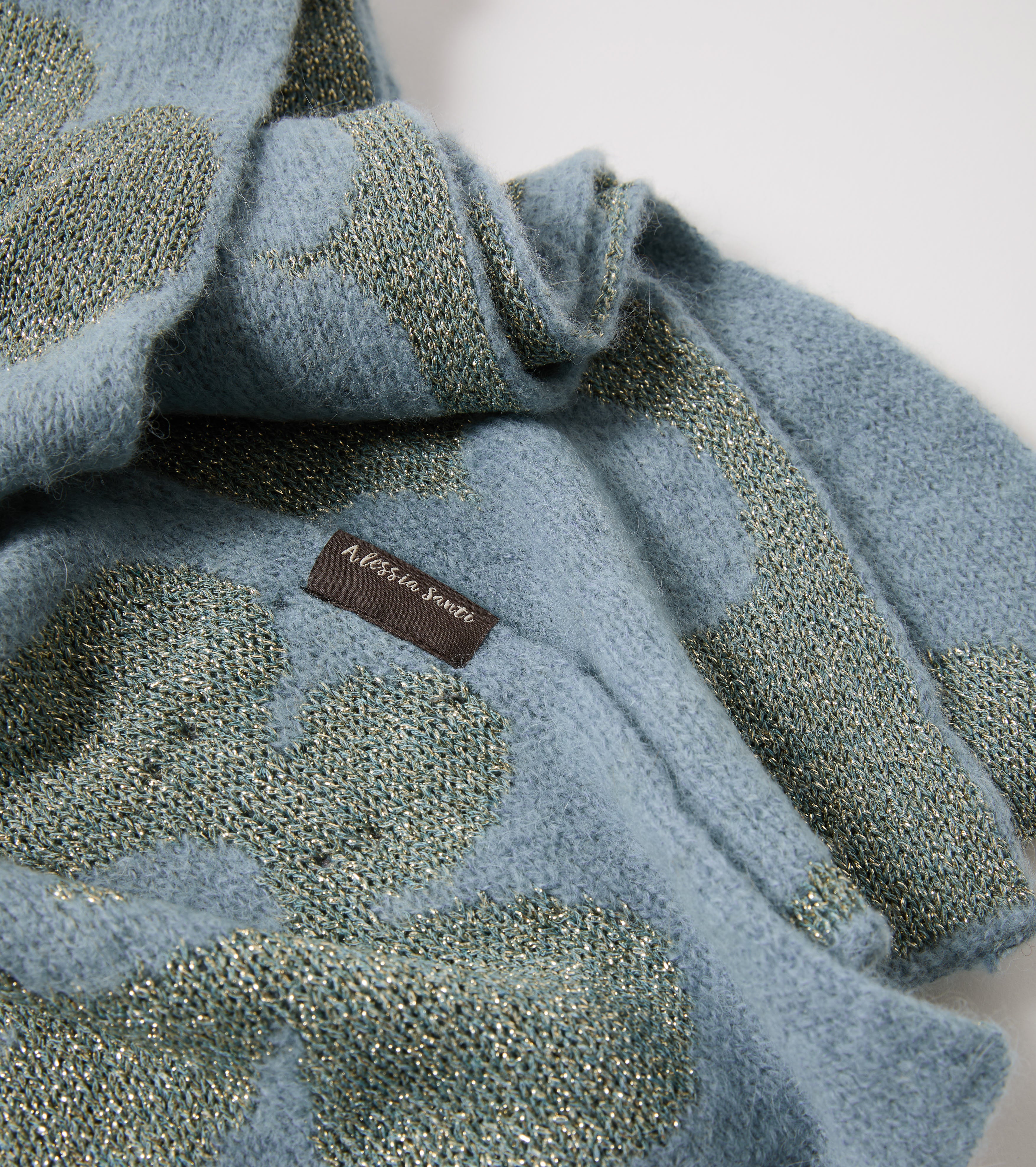 Jacquard-tørklæde i uld og alpaca