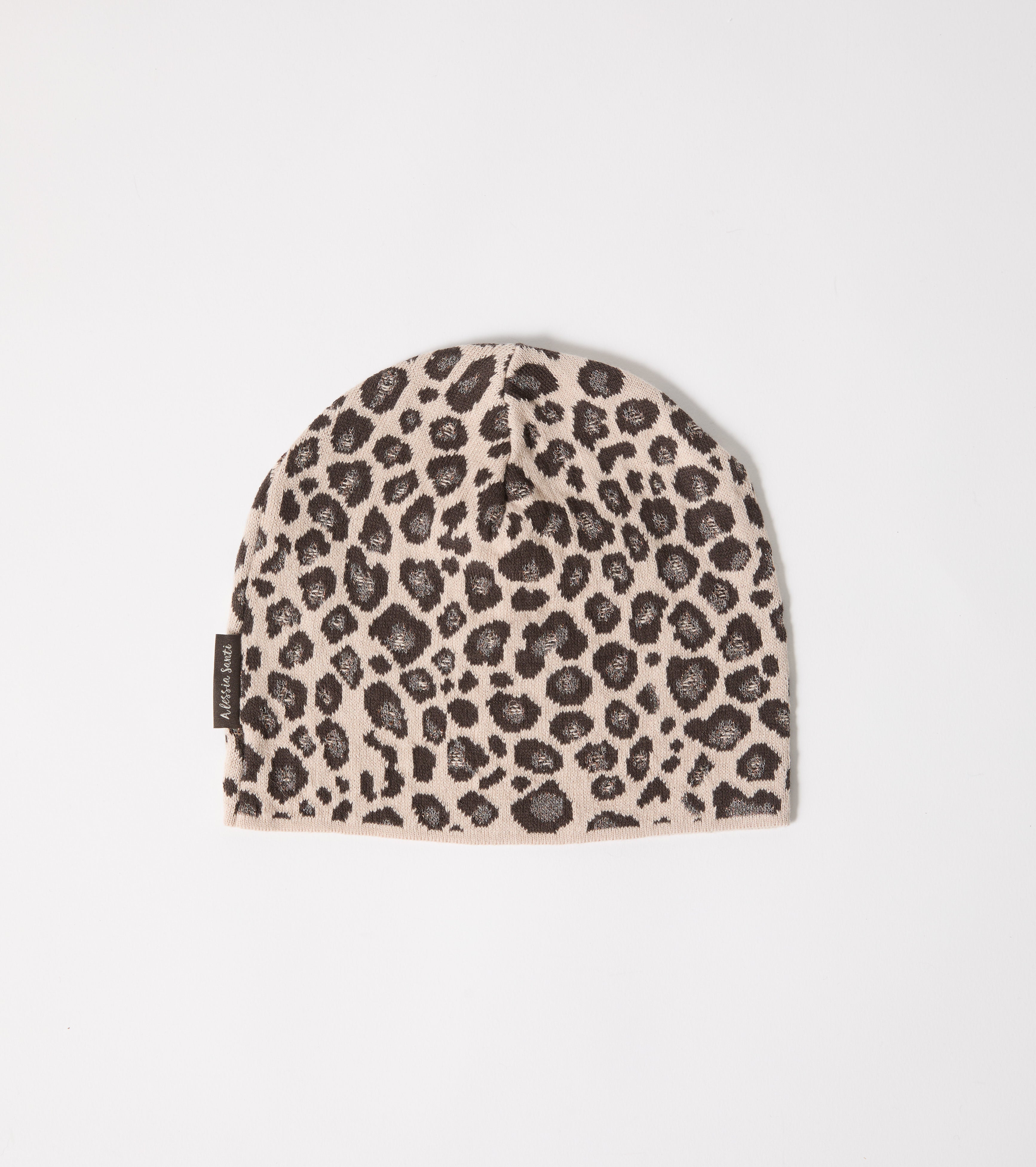 Berretto beanie in filato di lana animalier