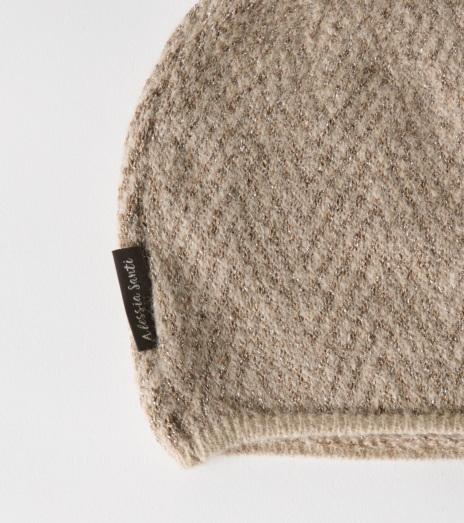 Berretto beanie in filato di lana e lurex