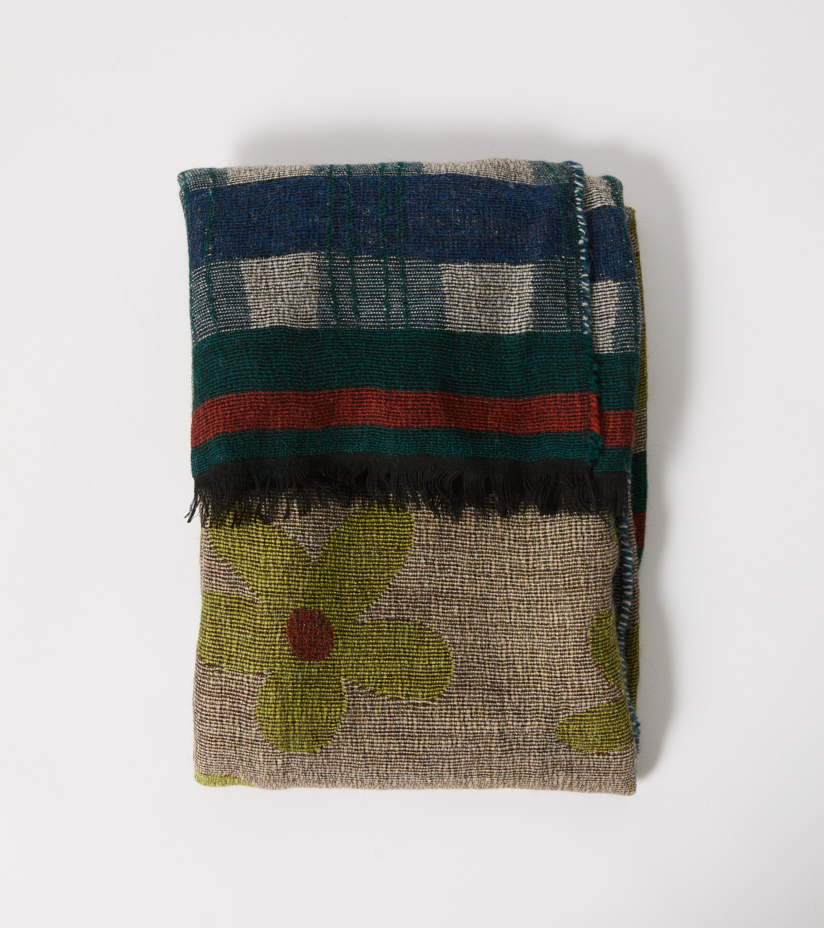 Blomstret tørklæde i uld og alpaka