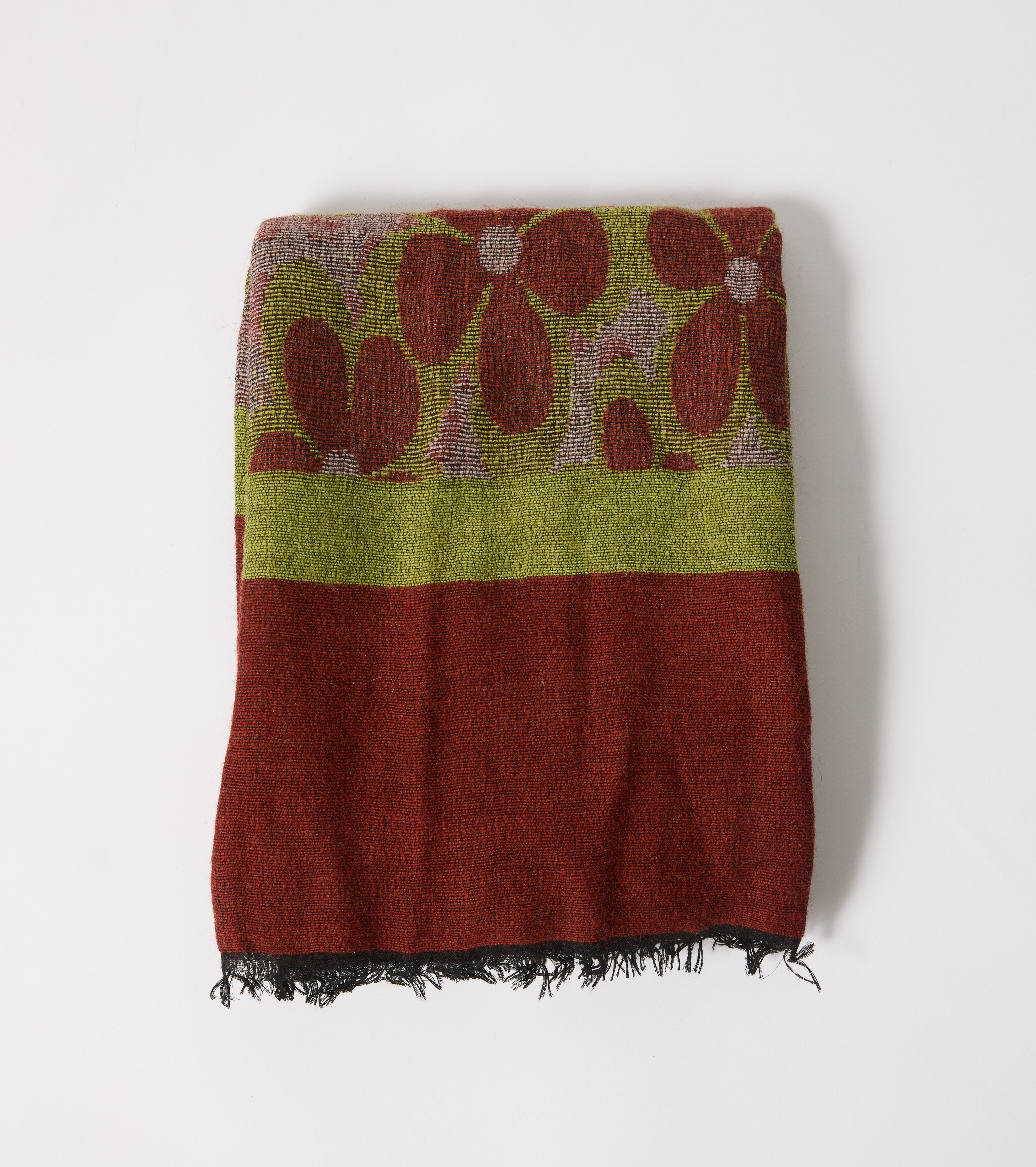 Blomstret tørklæde i uld og alpaka