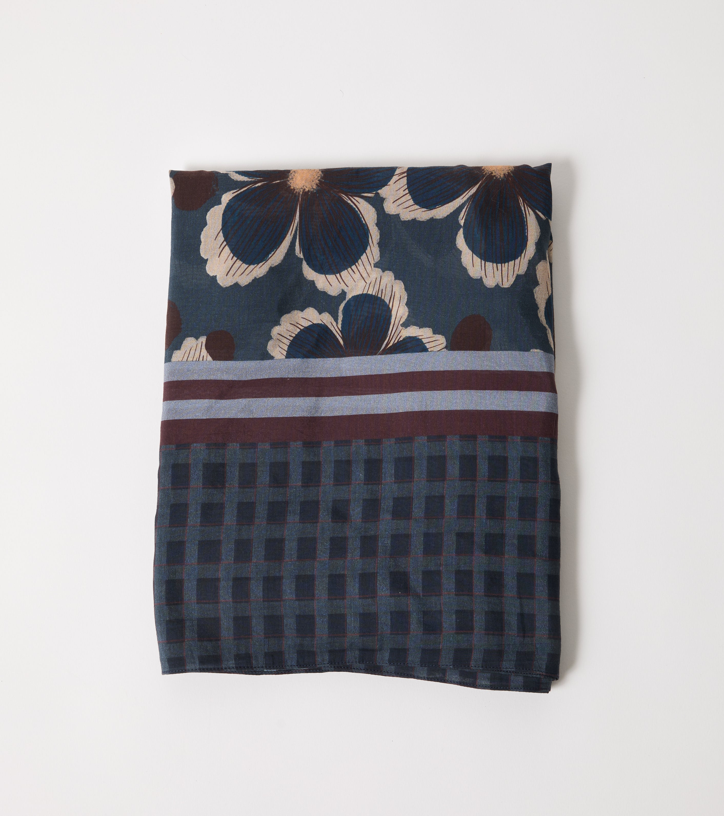 Sciarpa in cotone e seta con stampa floreale